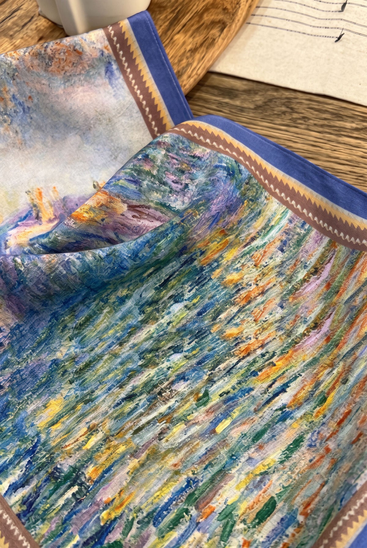Creamy Oil Painting Silk Twill Stole