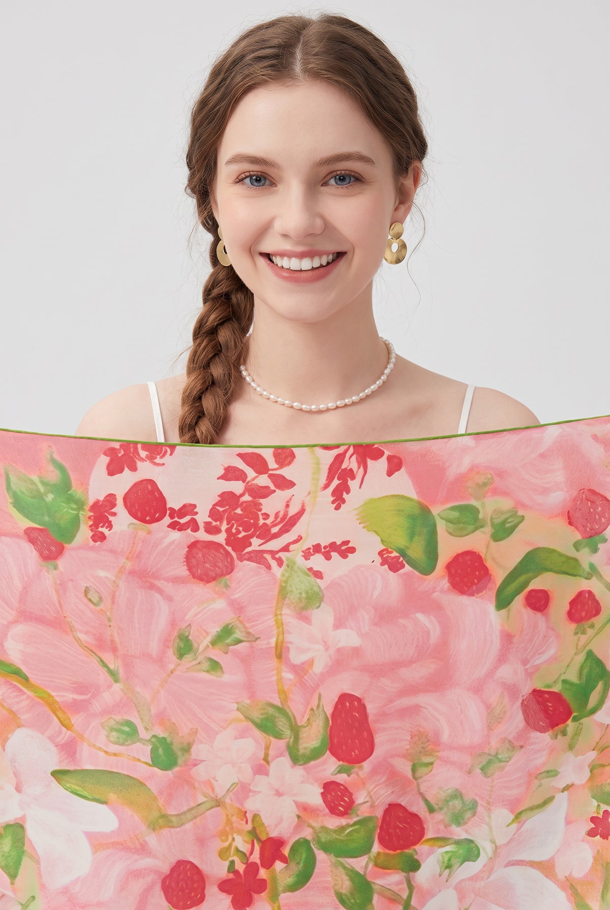 TenThousand Carp & Berry Silk Twill Scarf