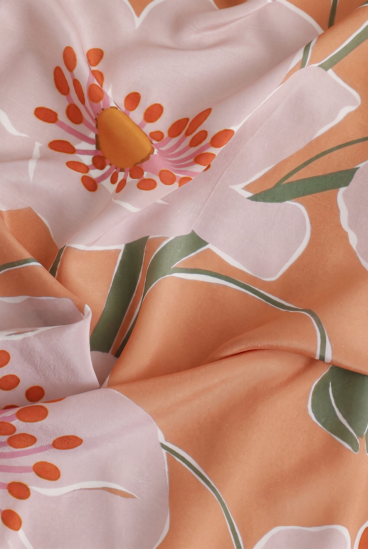 Gentle Grey Orange Silk Twill Scarf