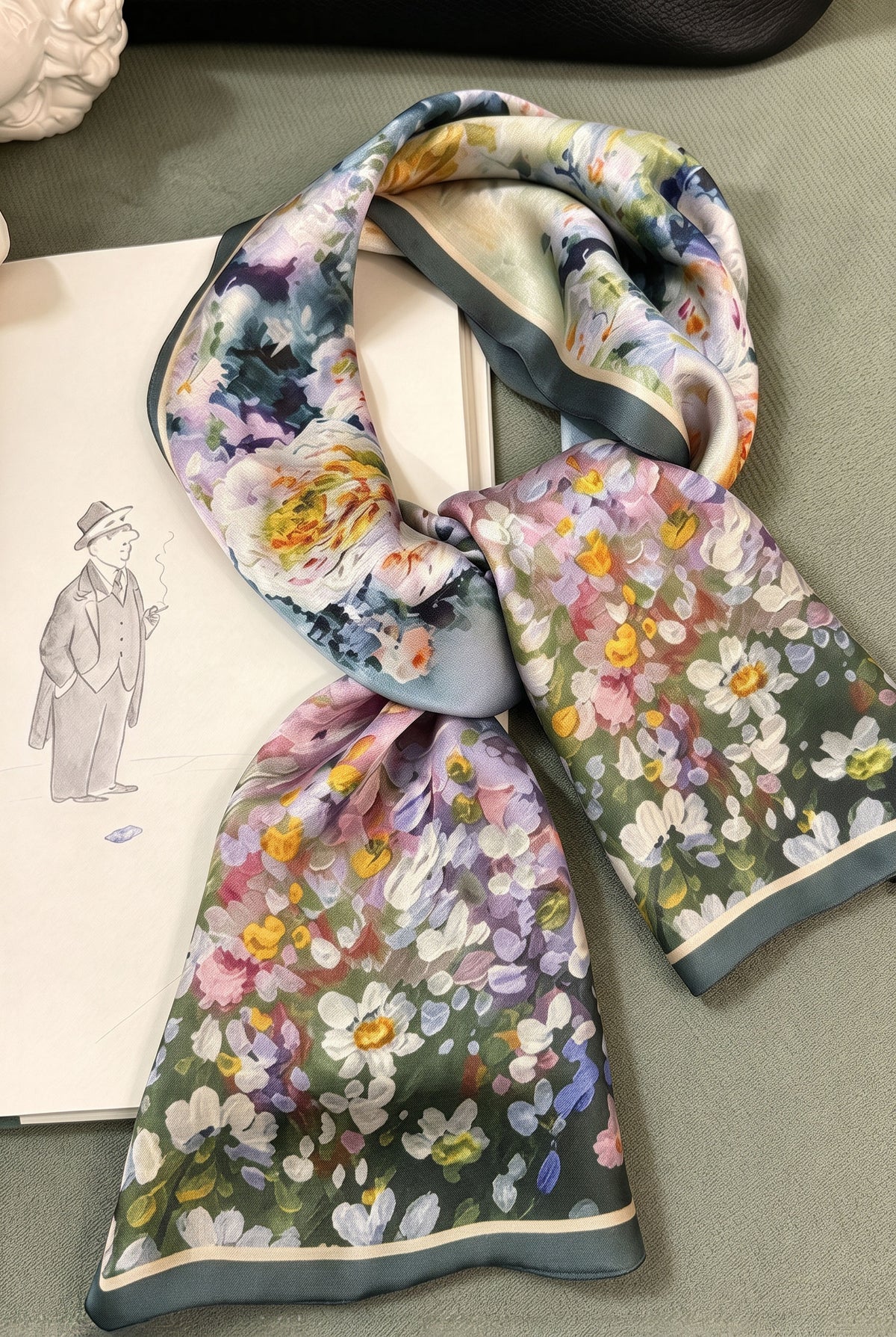 Oil Painting Floral Sea Silk Twill Stole