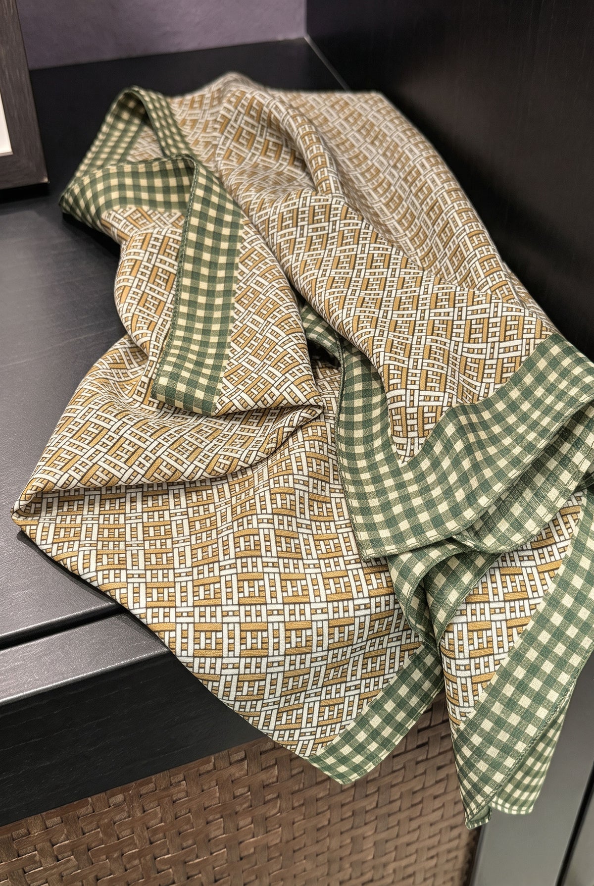 Awakening Green Plaid Silk Twill Stole