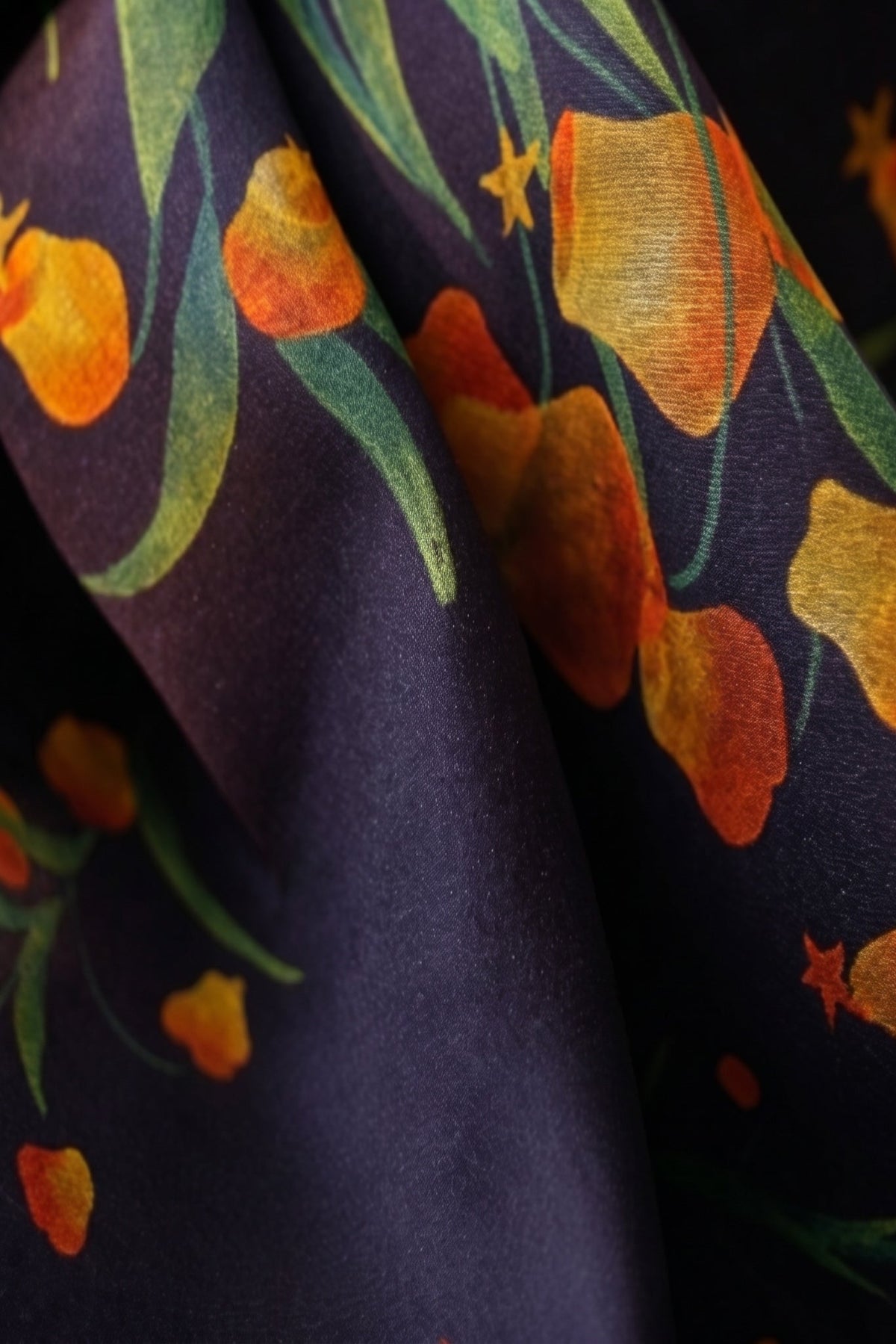 Dusk Lantern Blossom Silk Twill Scarf