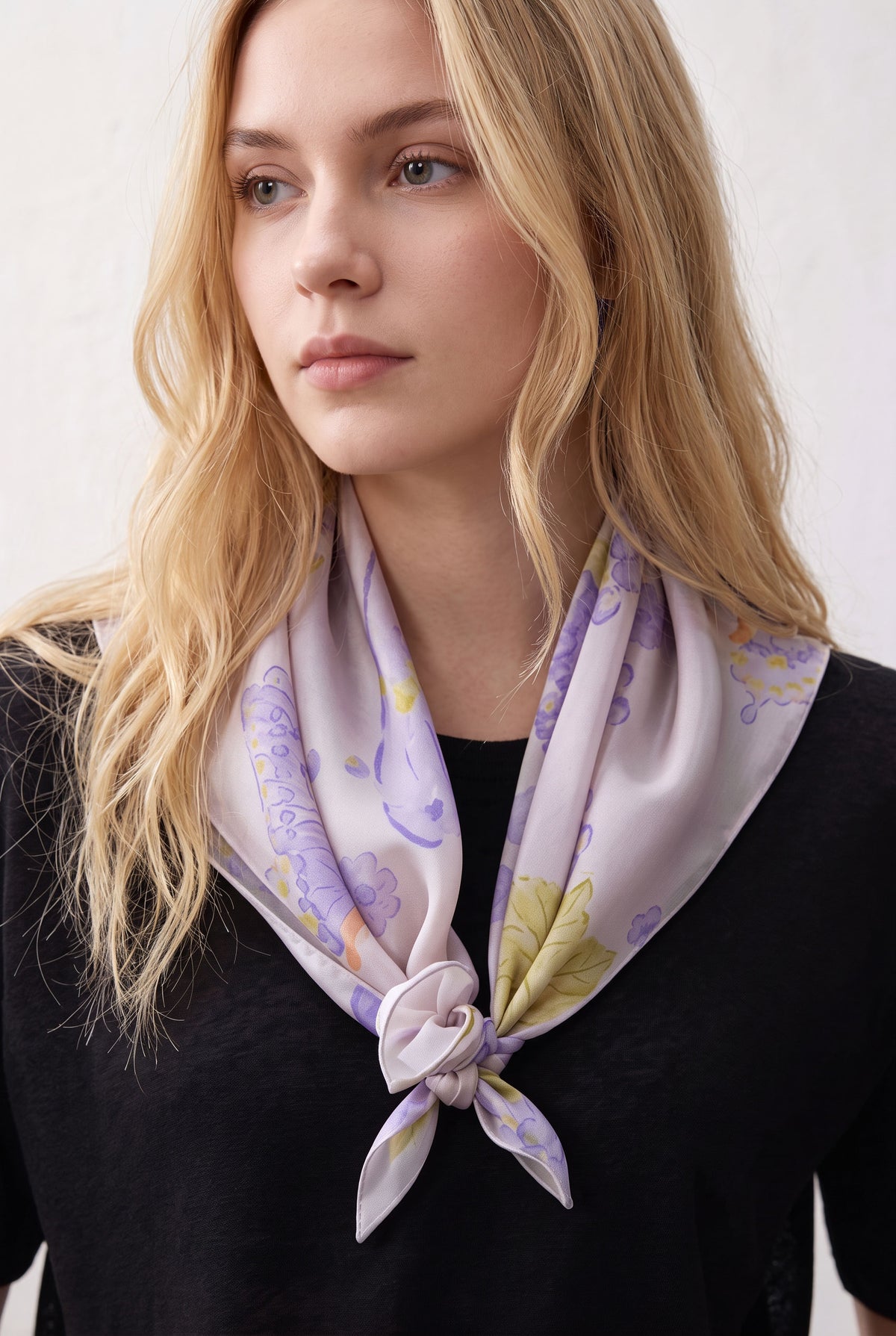 Floating Purple Butterfly Silk Scarf