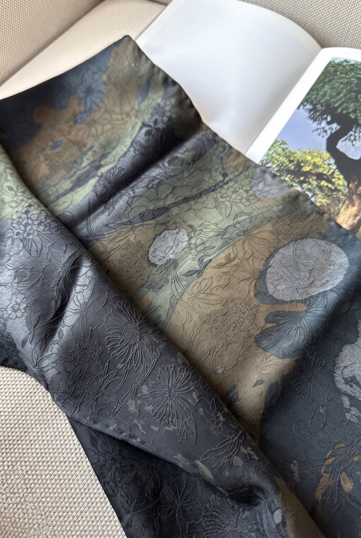Ink Pond Crafted Gambiered Silk Twill Stole