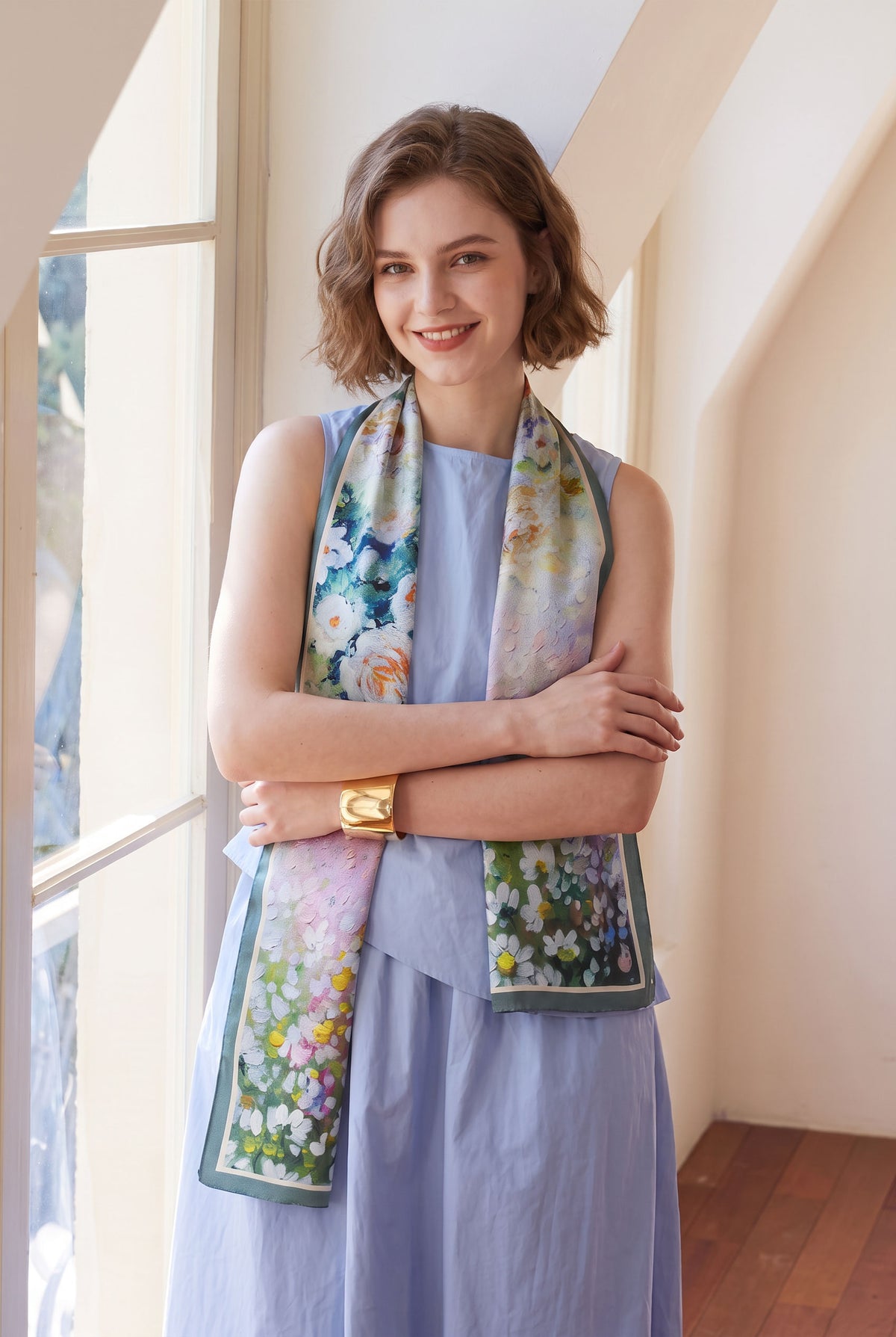 Oil Painting Floral Sea Silk Twill Stole