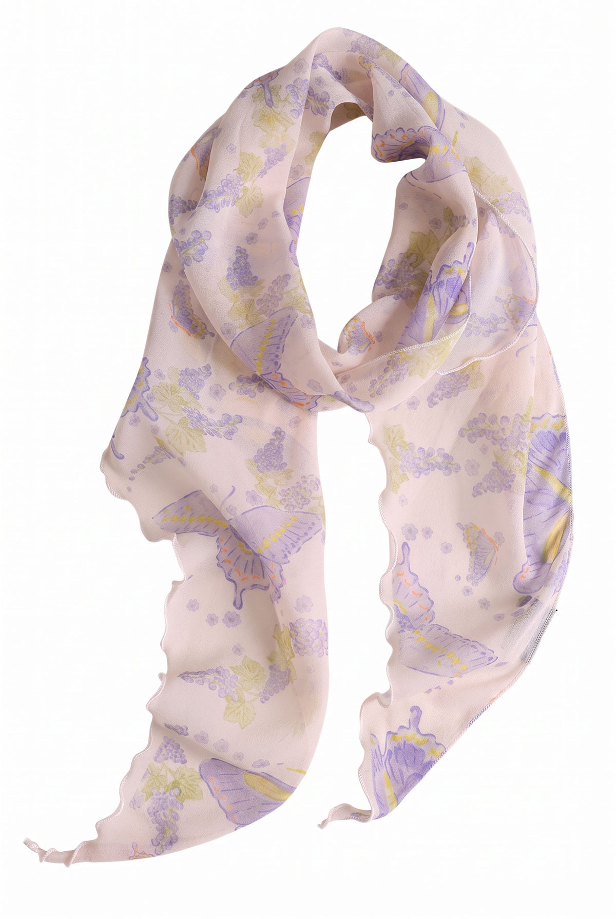 Breeze, Drizzle & Purple Butterfly Silk Twill Stole