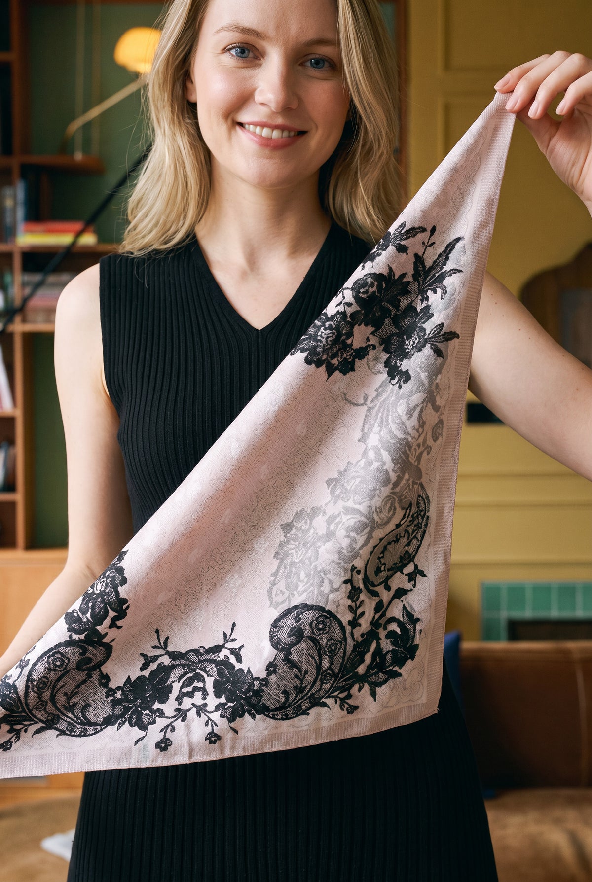 Artistic Lace Twill Silk Scarf