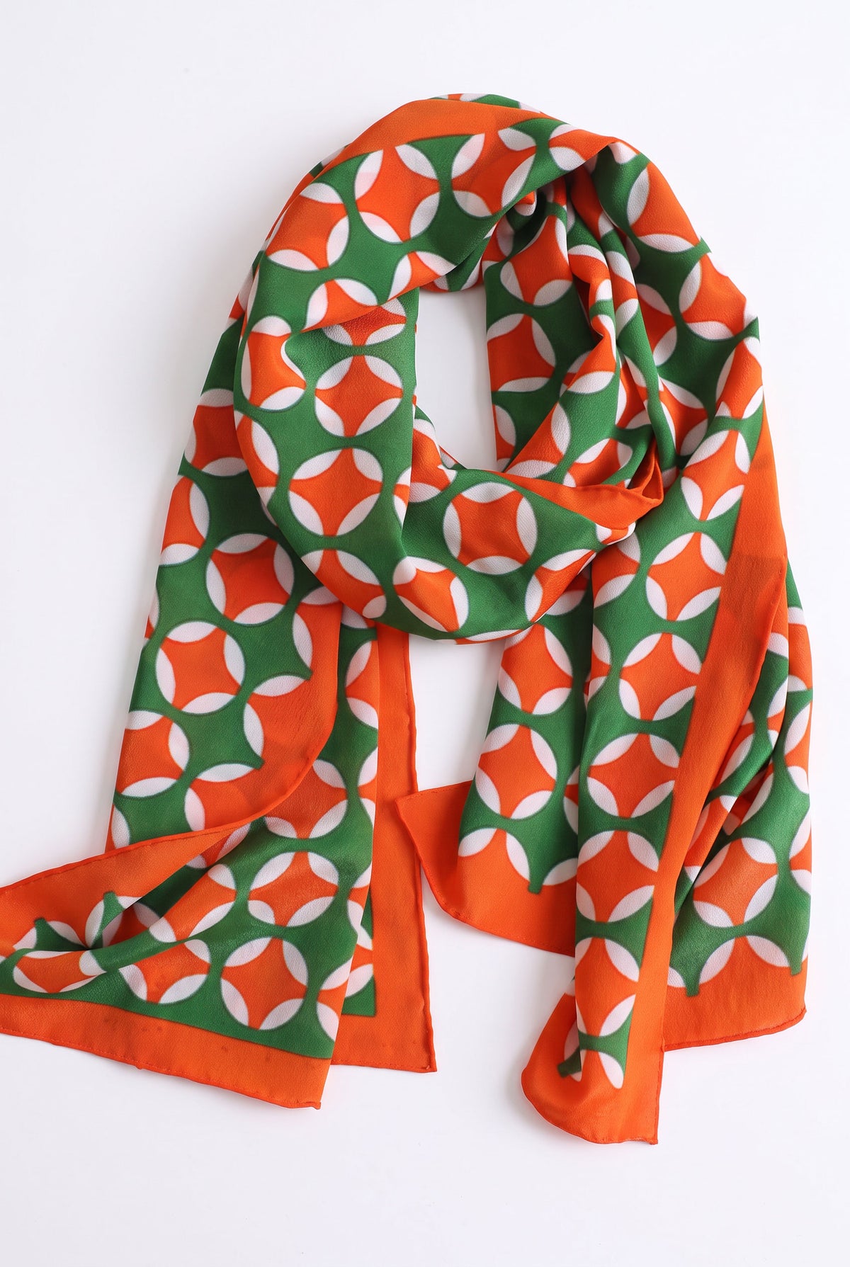 Green & Orange Coins  Silk Twill Stole