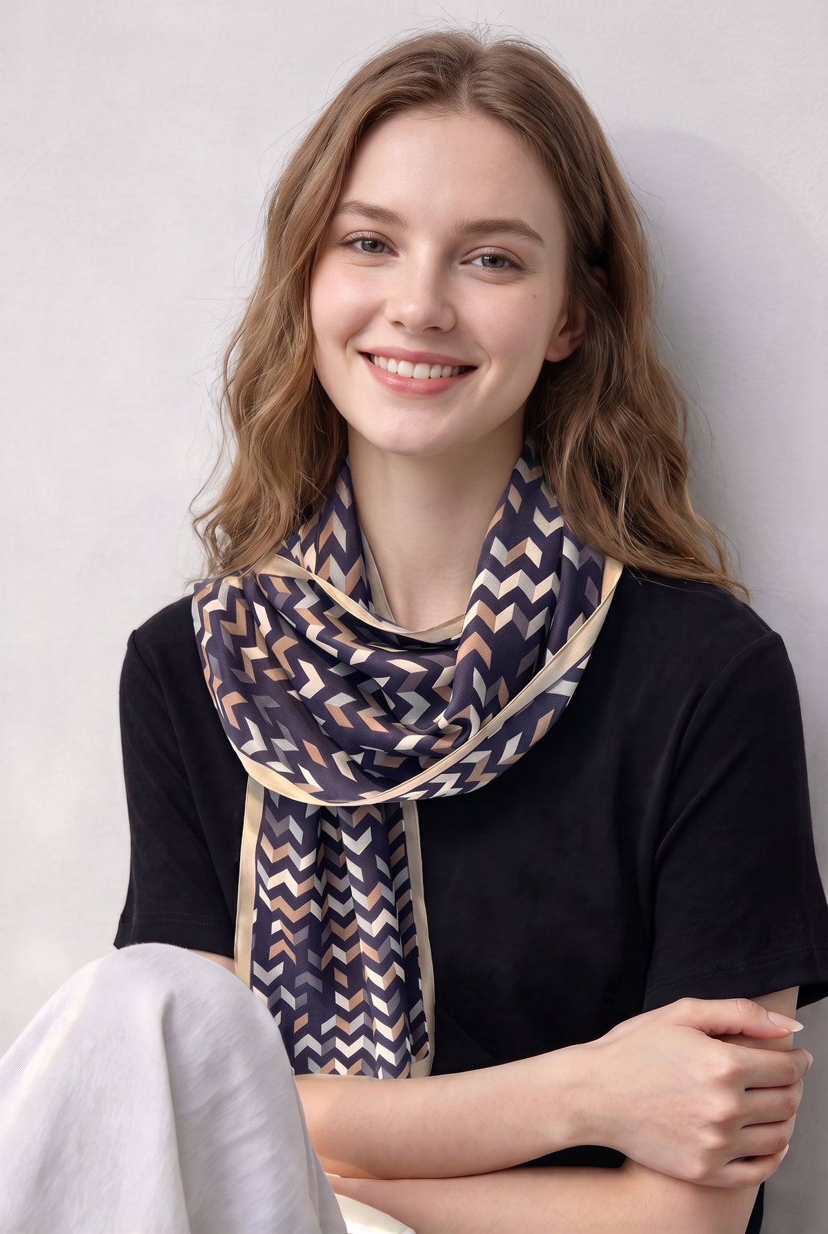 Deep Sea Ripple Silk Twill Stole