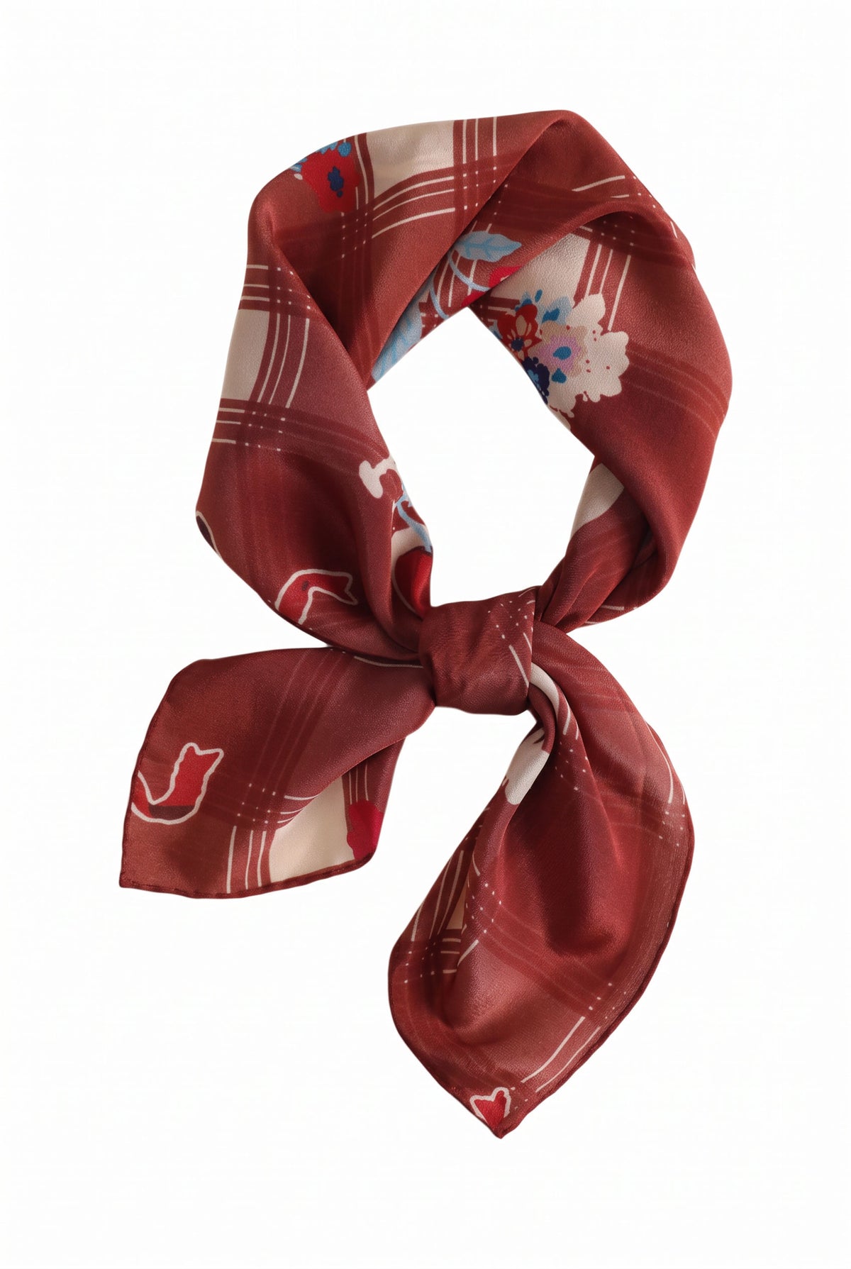Christmas Red Plaid Silk Twill Scarf