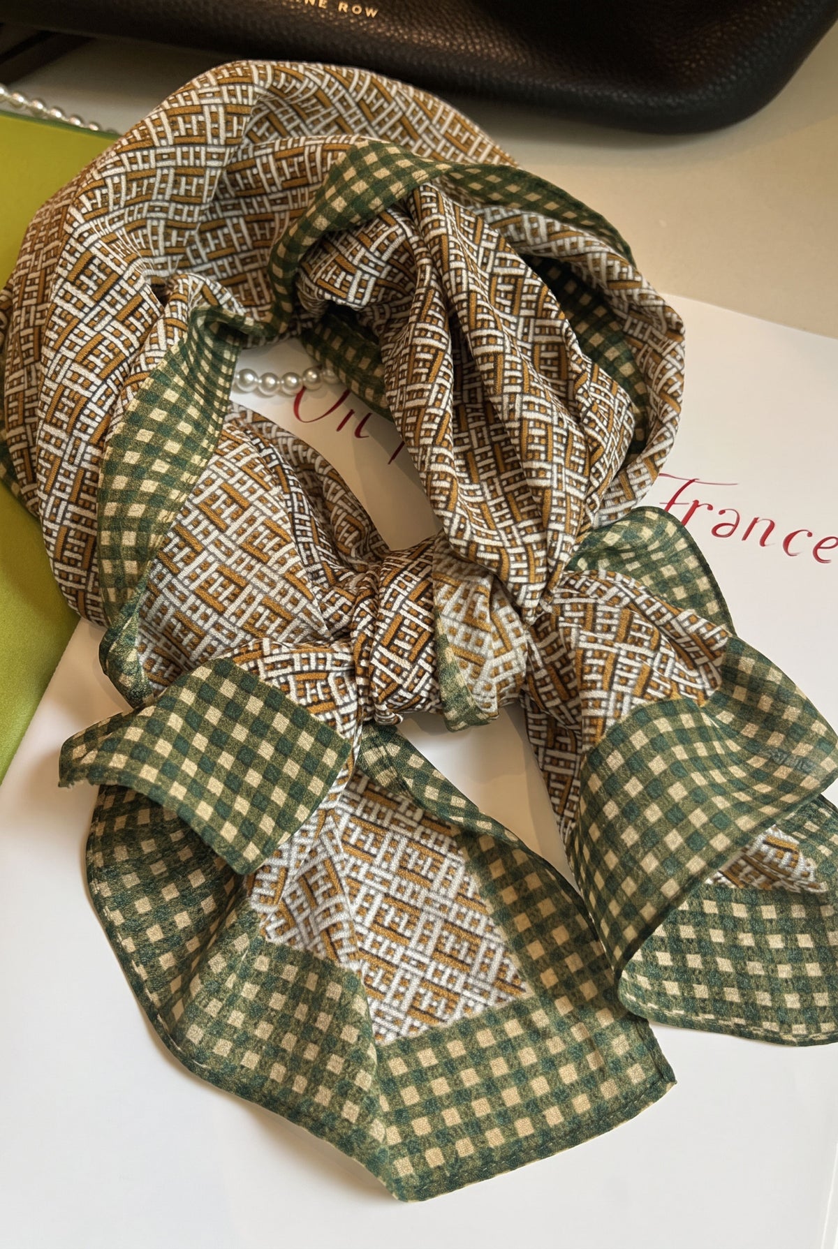 Awakening Green Plaid Silk Twill Stole