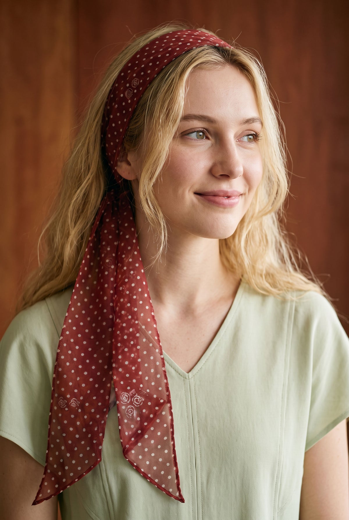Hepburn Red Polka Dot Silk Stole