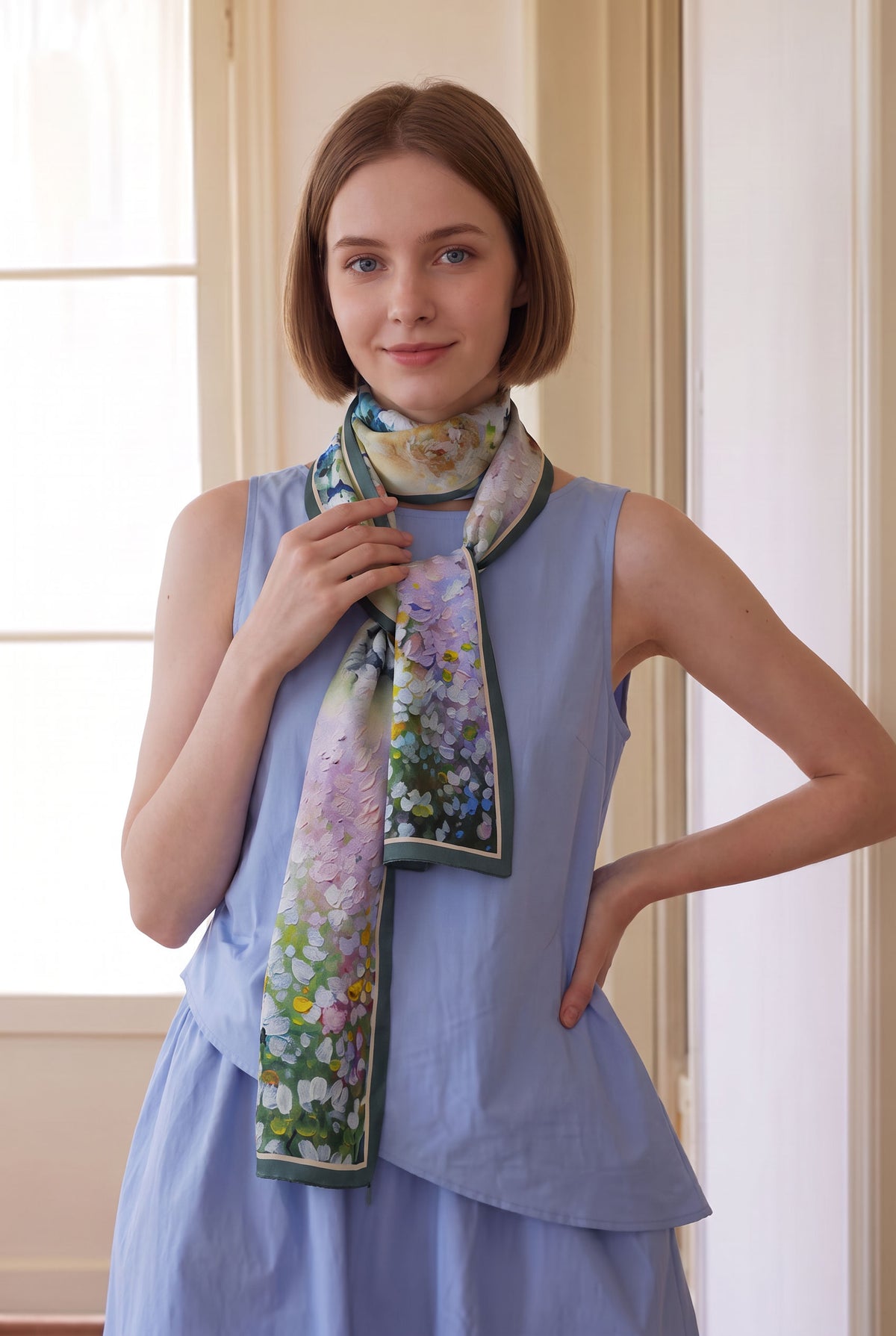 Oil Painting Floral Sea Silk Twill Stole