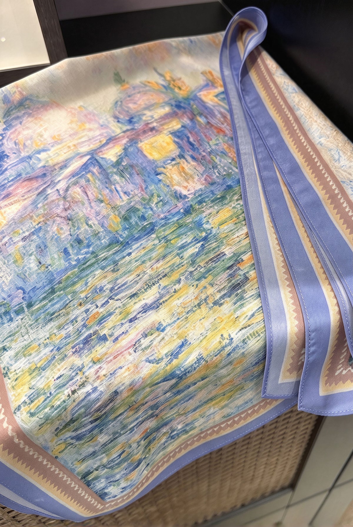 Creamy Oil Painting Silk Twill Stole