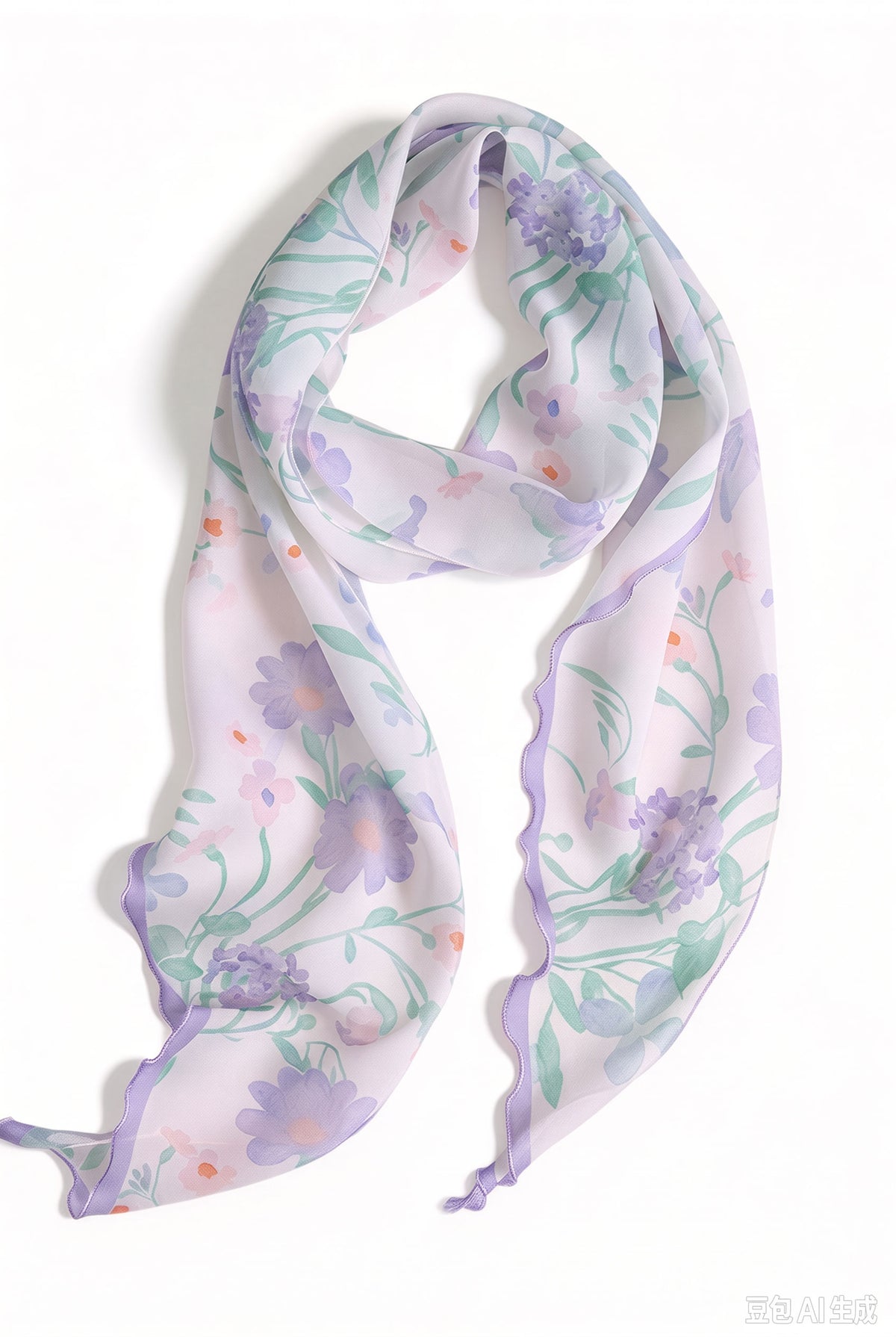 Breeze, Drizzle & Little Purple Blooms Silk Stole
