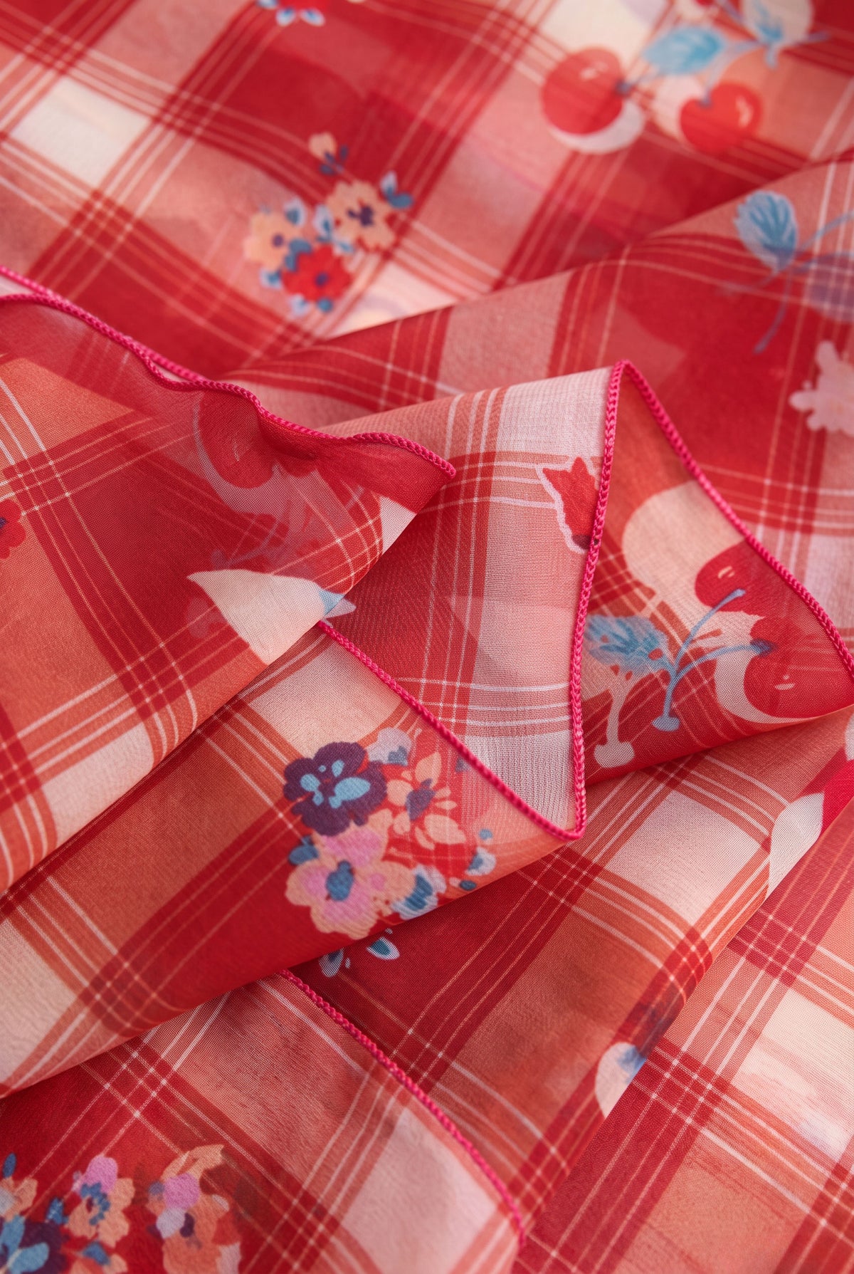 Moody Red Plaid Silk Stole