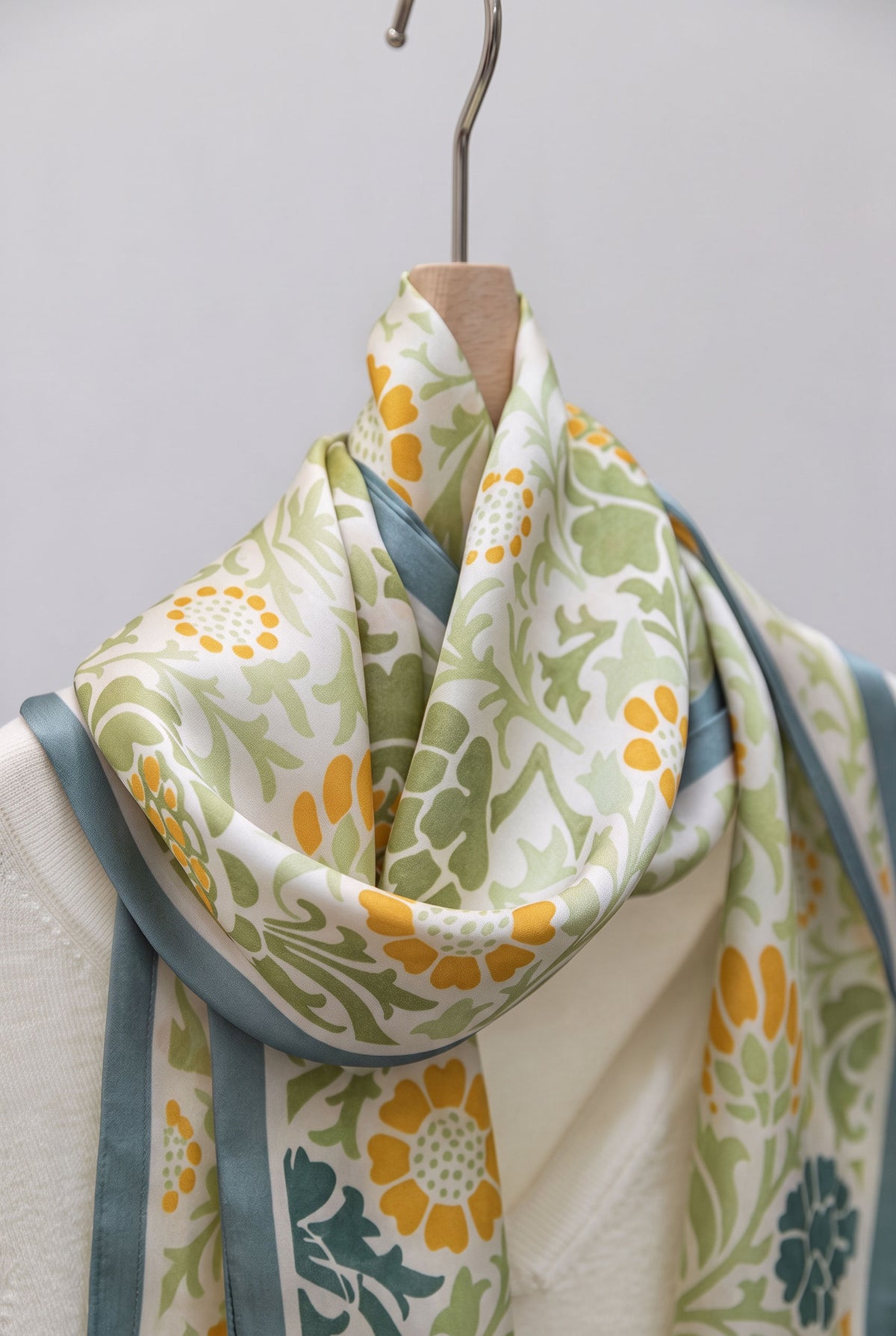 Alice Wonderland Green Silk Twill Stole