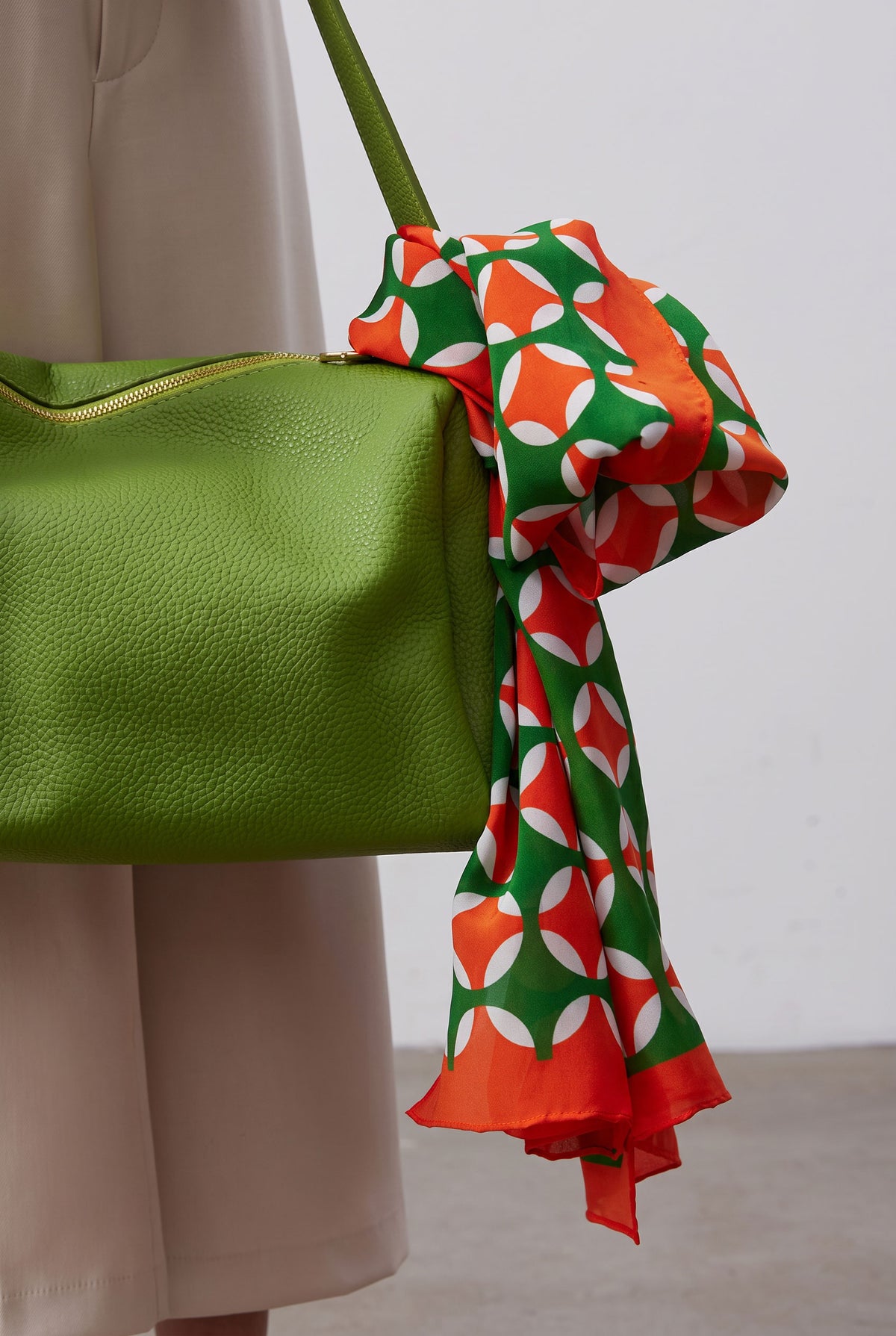 Green & Orange Coins  Silk Twill Stole