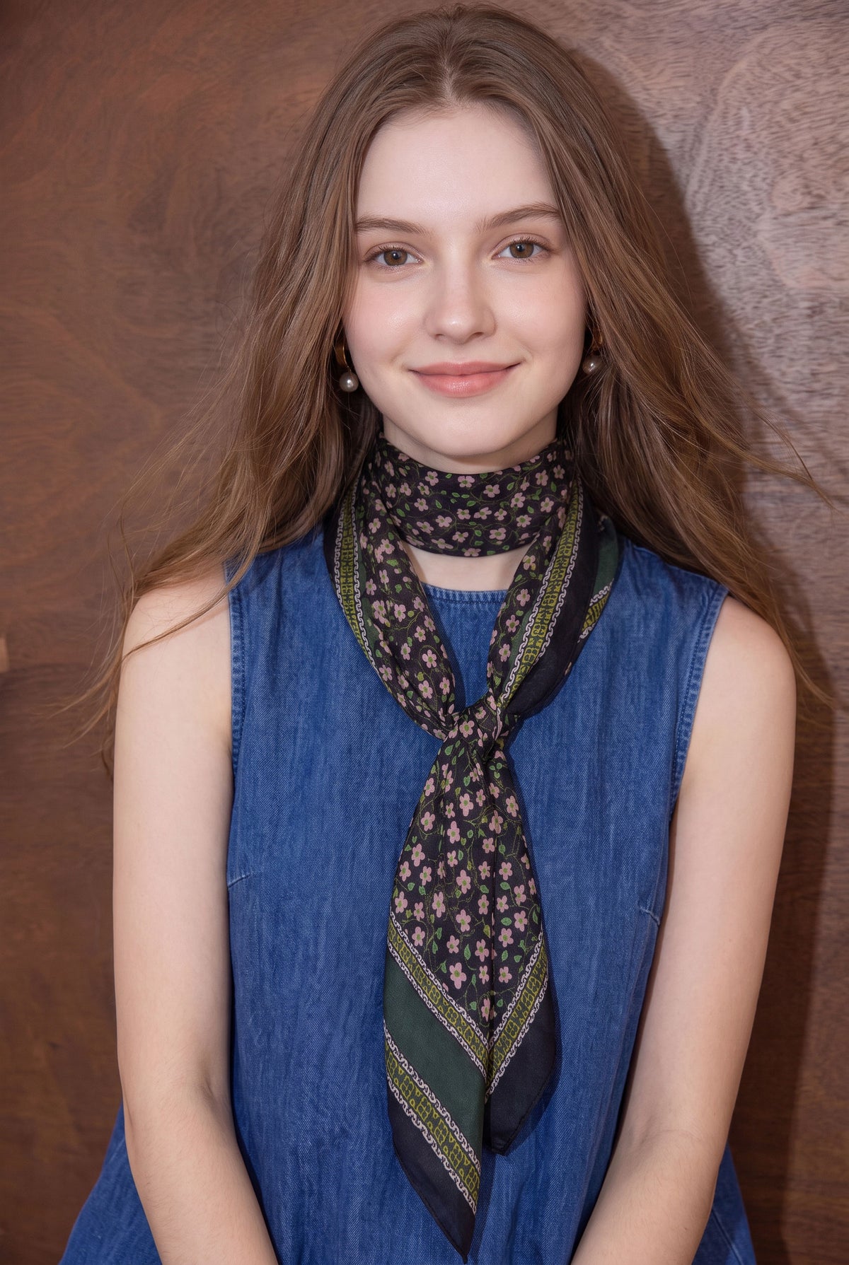 French Floral Silk Twill Stole