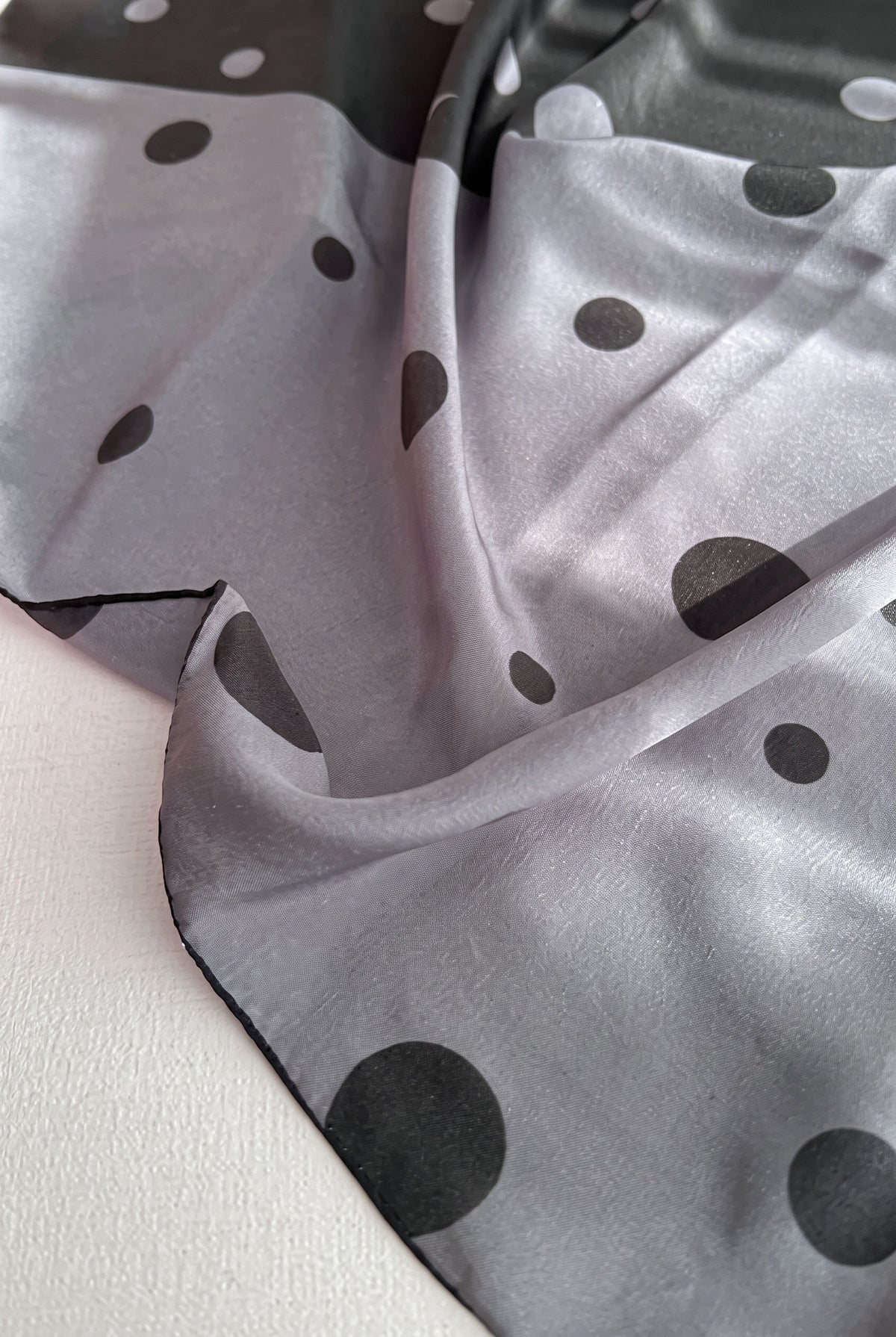 Gradient Grey Polka Dot Silk Twill Scarf