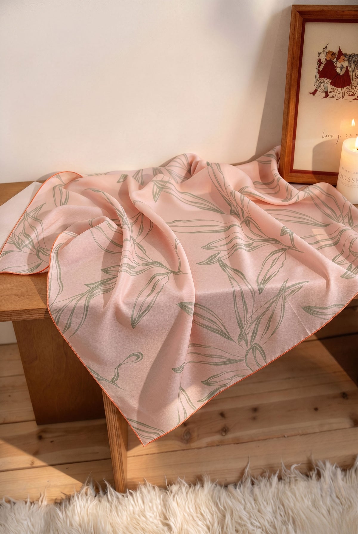 Soft Pink Melody Silk Scarf