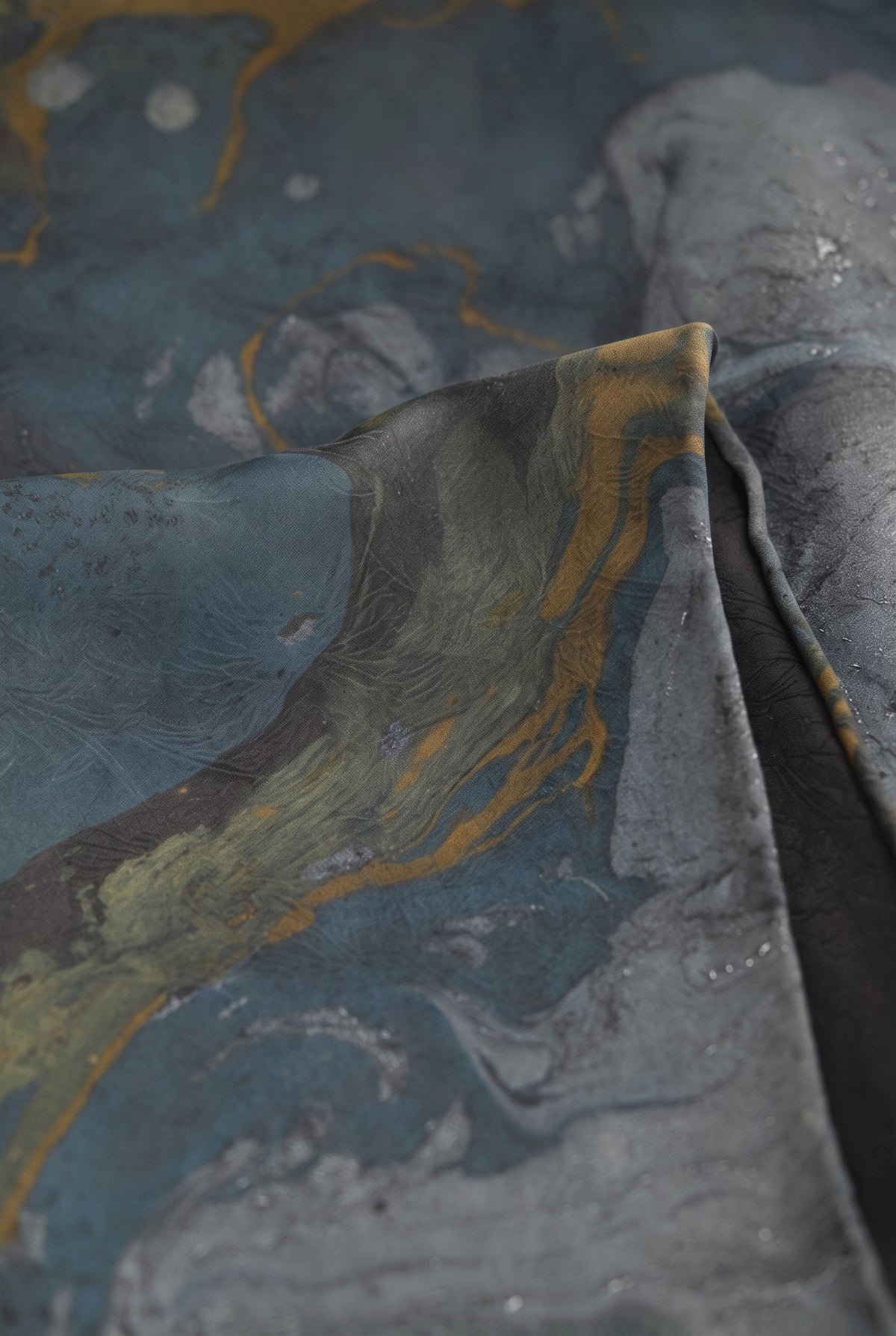 Ink Pond Crafted Gambiered Silk Twill Stole