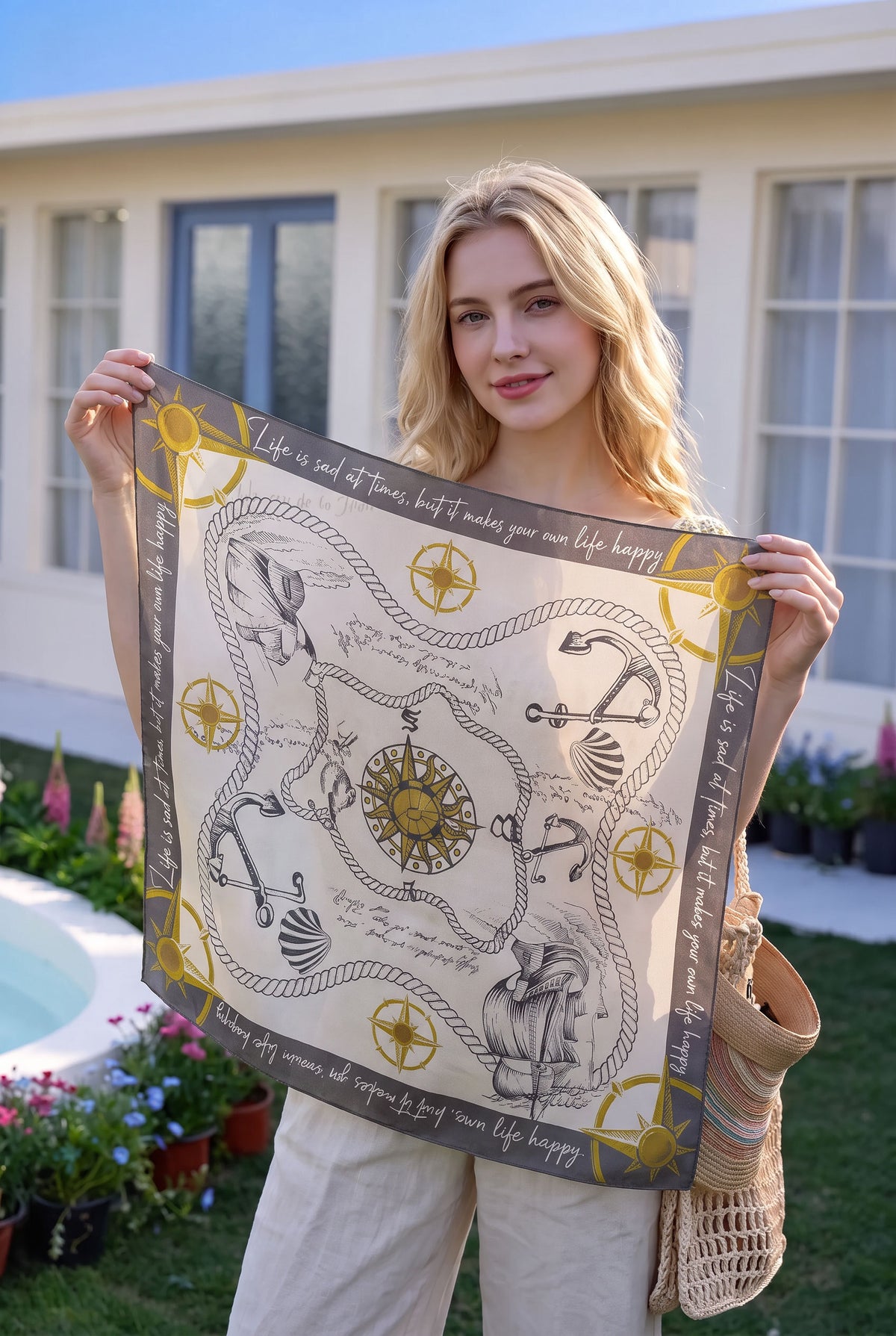 Voyage at Sea Silk Twill Scarf