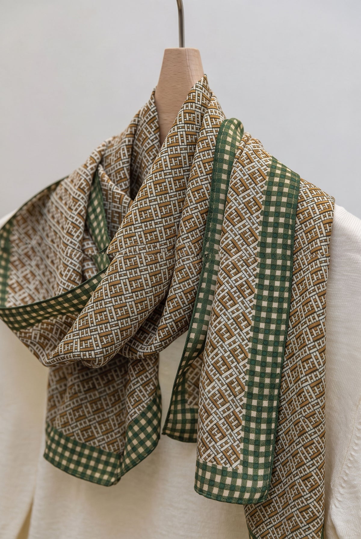 Awakening Green Plaid Silk Twill Stole
