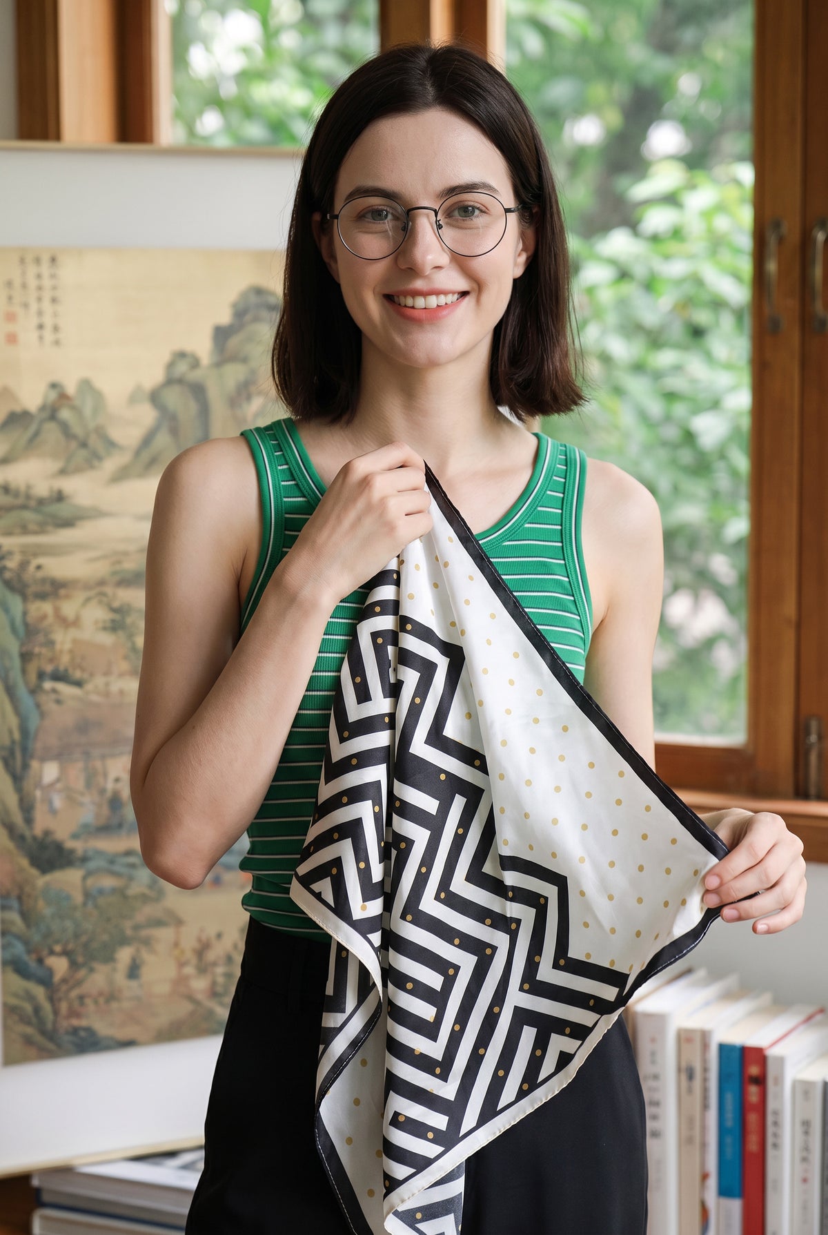Zebra's Code silk Twill scarf