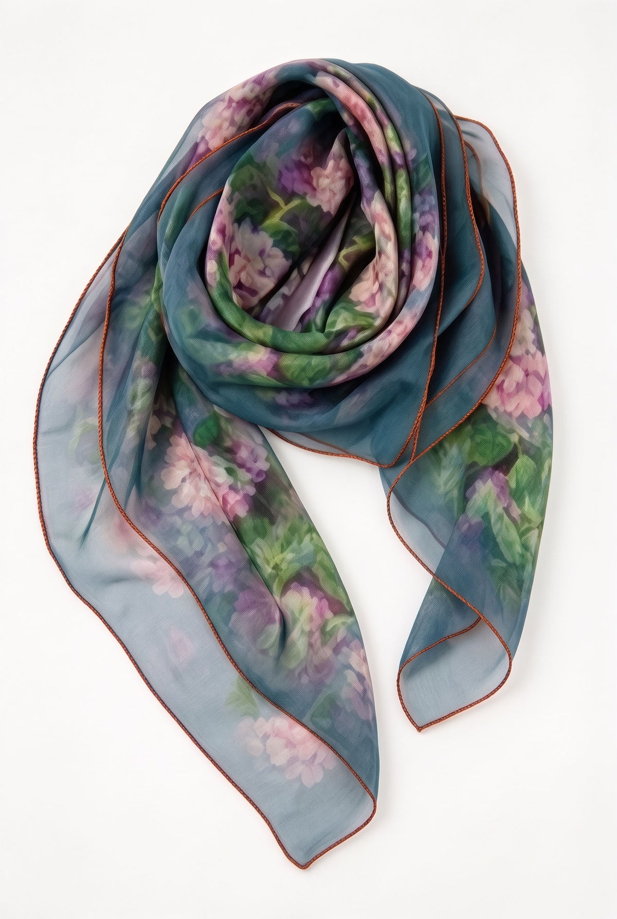 Botanical-Dyed Chiffon with Yam Dye Silk Twill Scarf