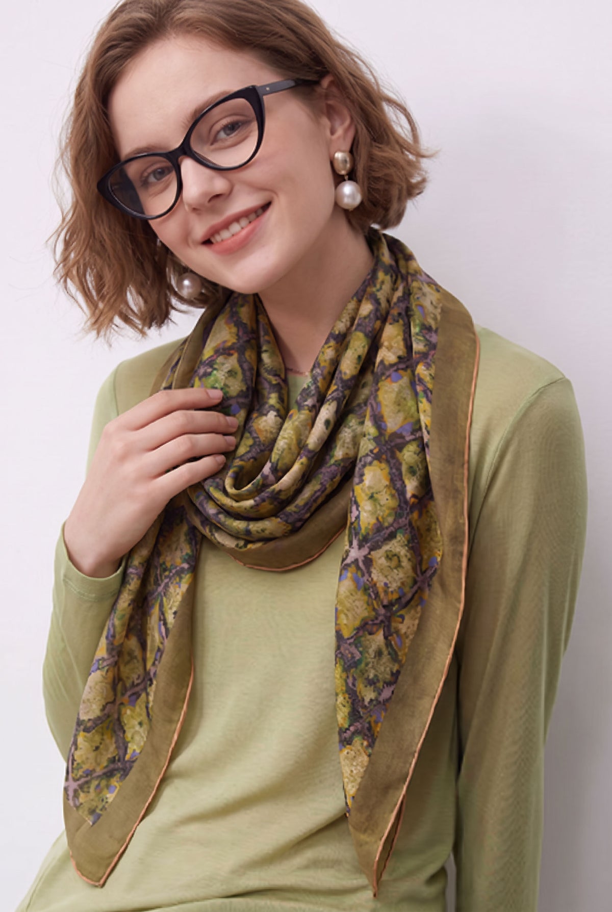 Lucky Clover Silk Twill Scarf