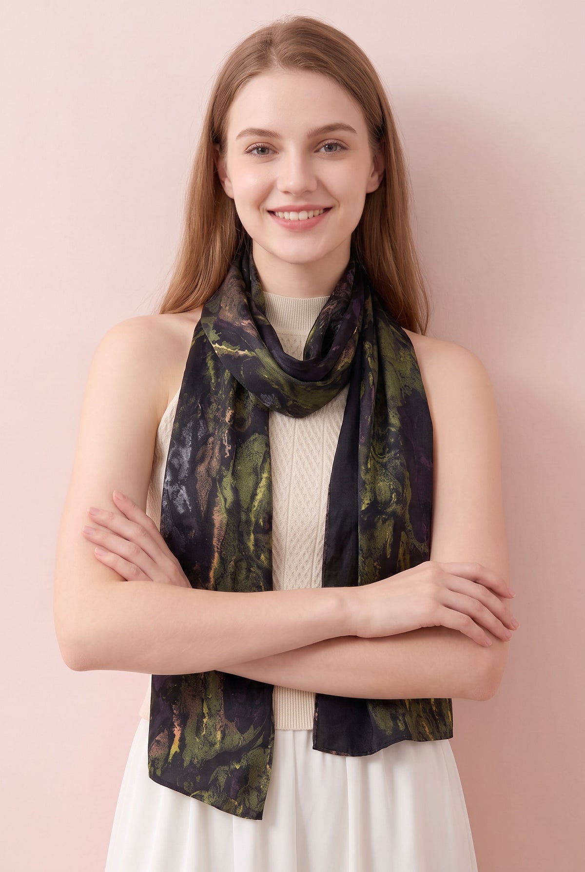 Ink Pond Crafted Gambiered Silk Twill Stole