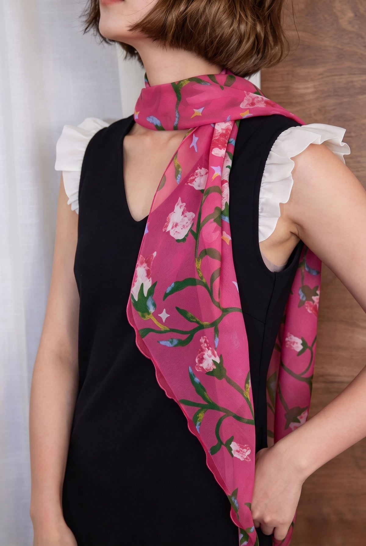 Magenta Morning Glory Dance Silk Twill Stole