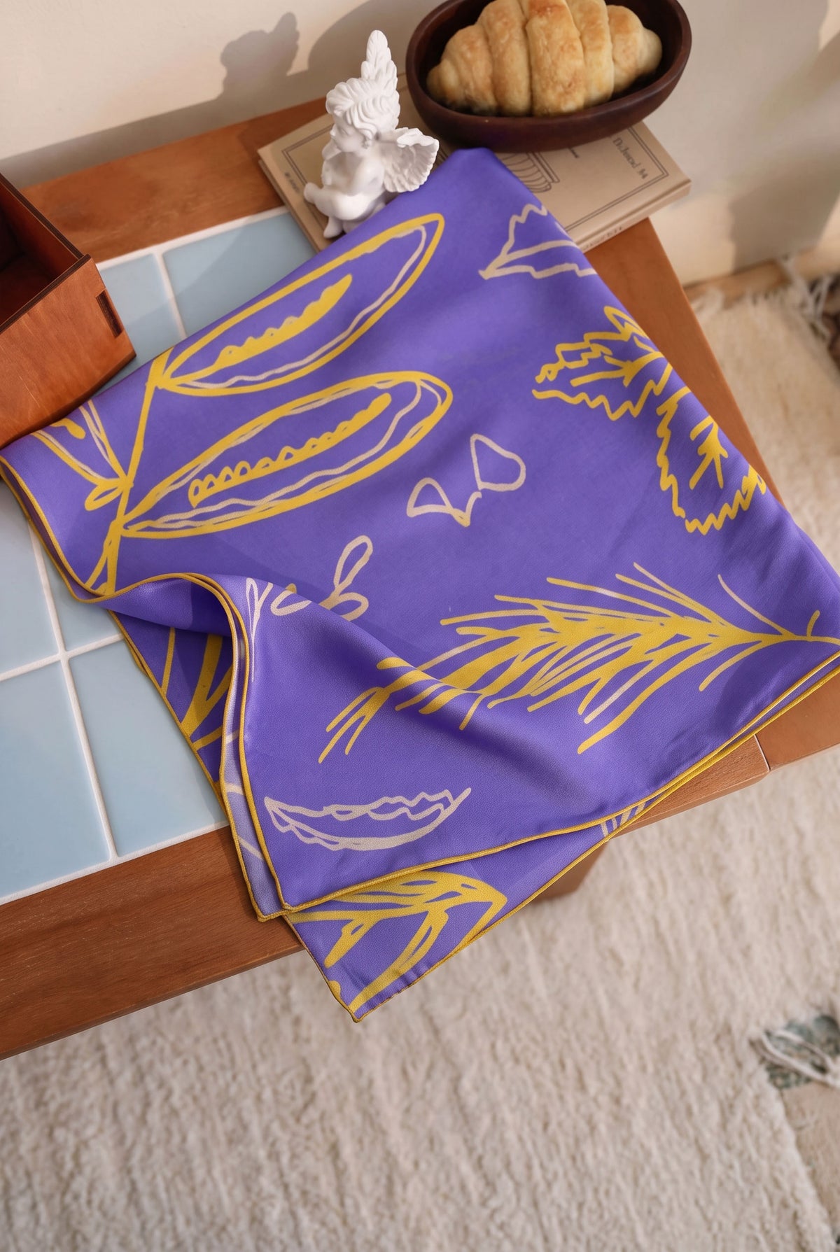 Enchanting Blue-Violet Silk Twill Scarf