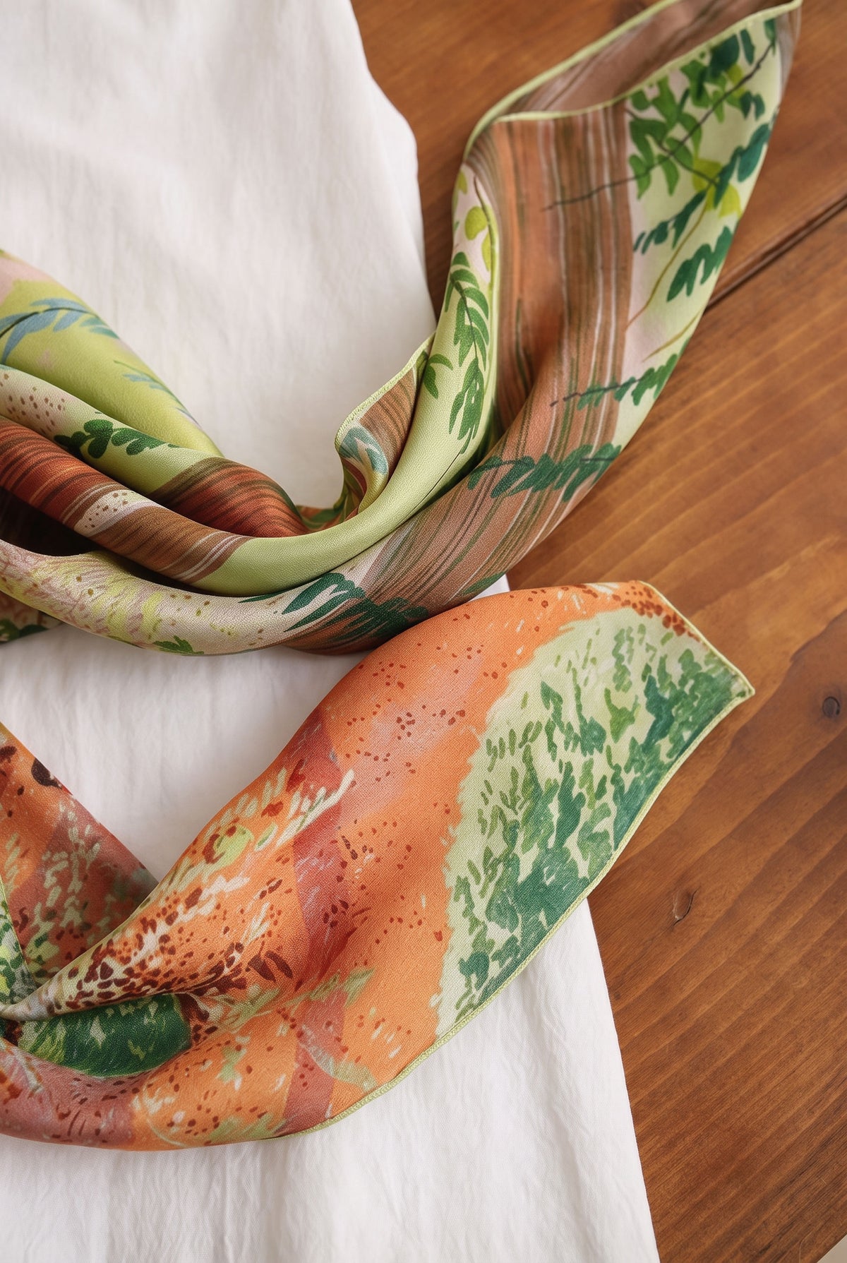 Woodland Tale: Wandering in Light Silk Twill Scarf