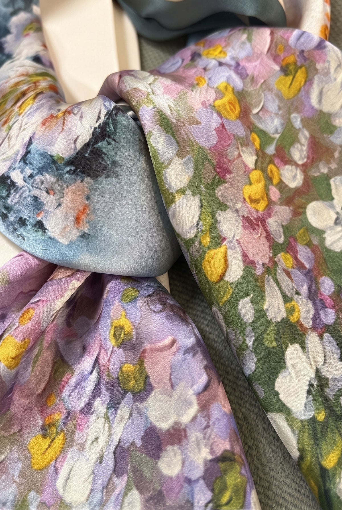 Oil Painting Floral Sea Silk Twill Stole