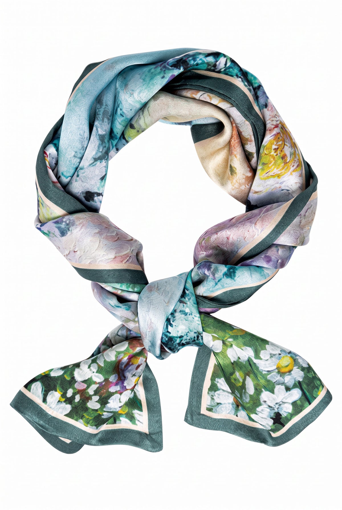 Oil Painting Floral Sea Silk Twill Stole