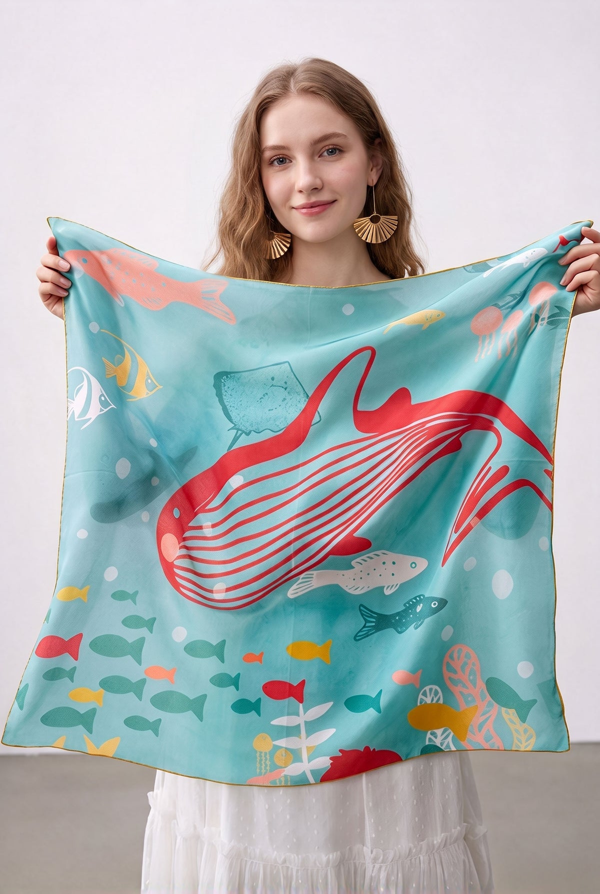 Endless Ocean Blue Silk Twill Scarf