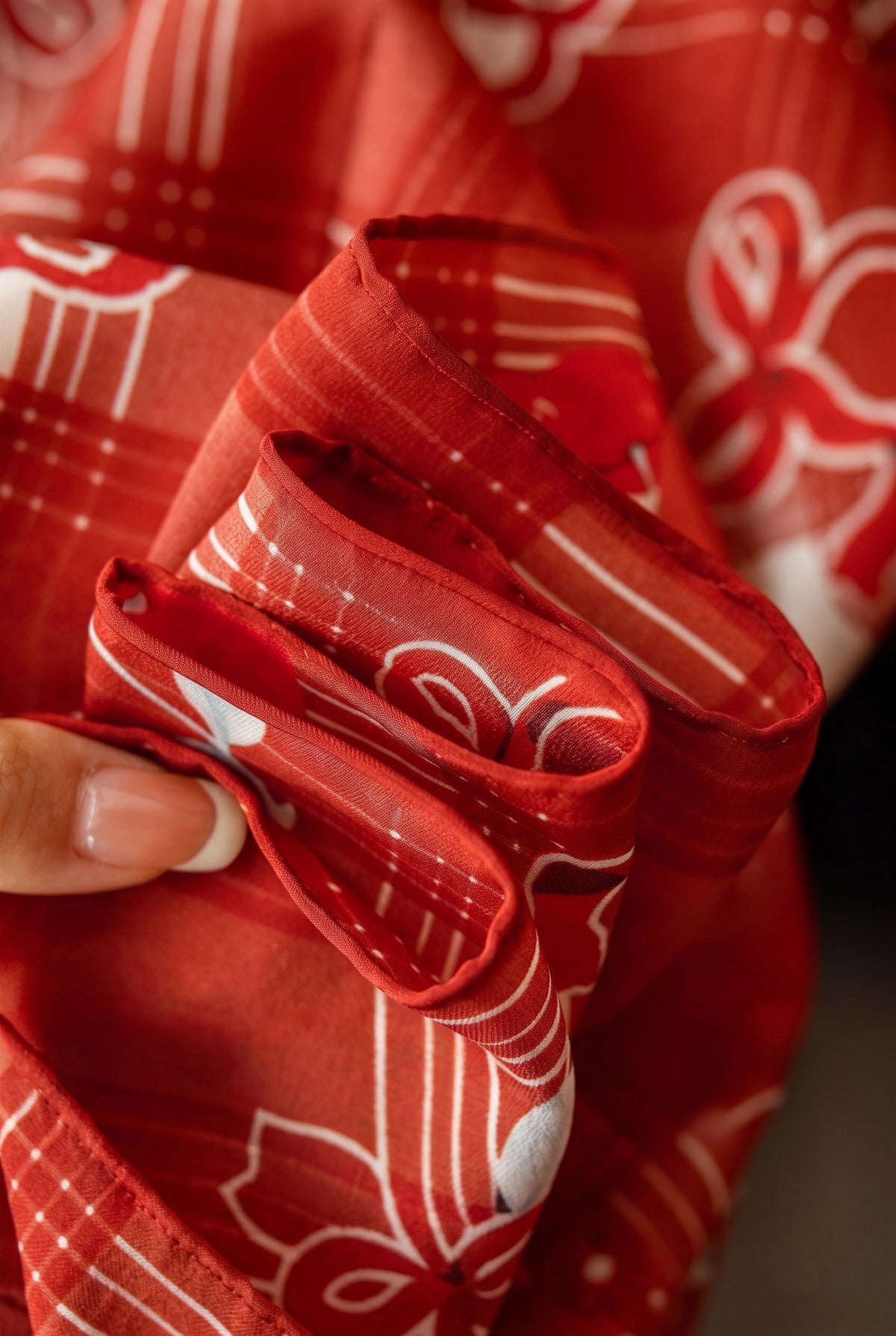 Christmas Red Plaid Silk Twill Scarf