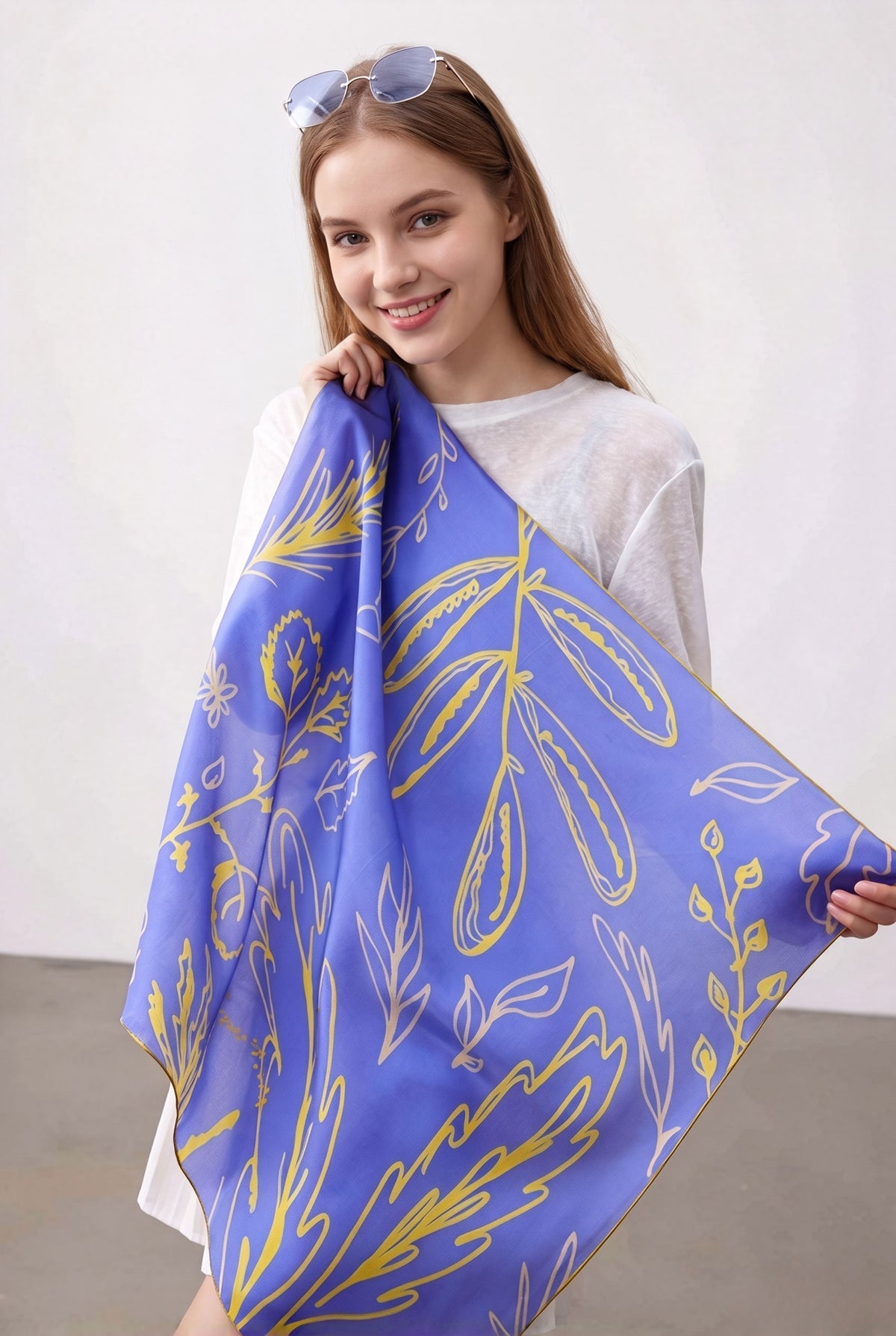 Enchanting Blue-Violet Silk Twill Scarf