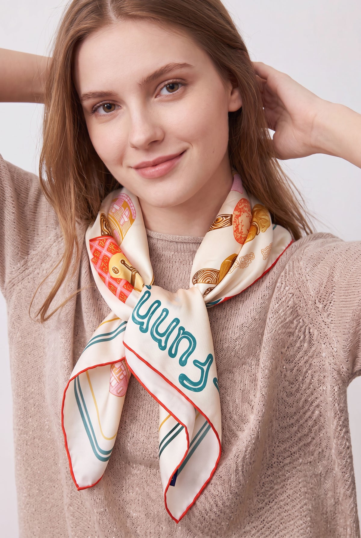 Creamy Ice Cream Silk Twill Scarf