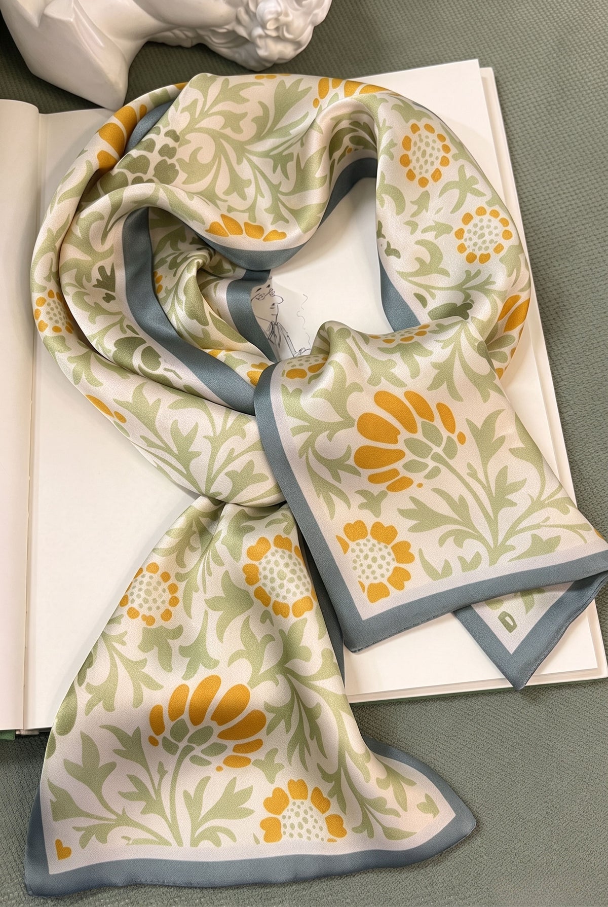 Alice Wonderland Green Silk Twill Stole