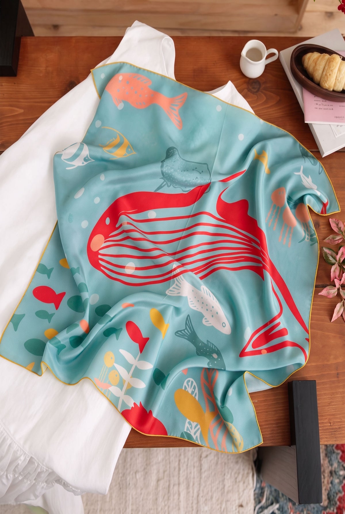Endless Ocean Blue Silk Twill Scarf