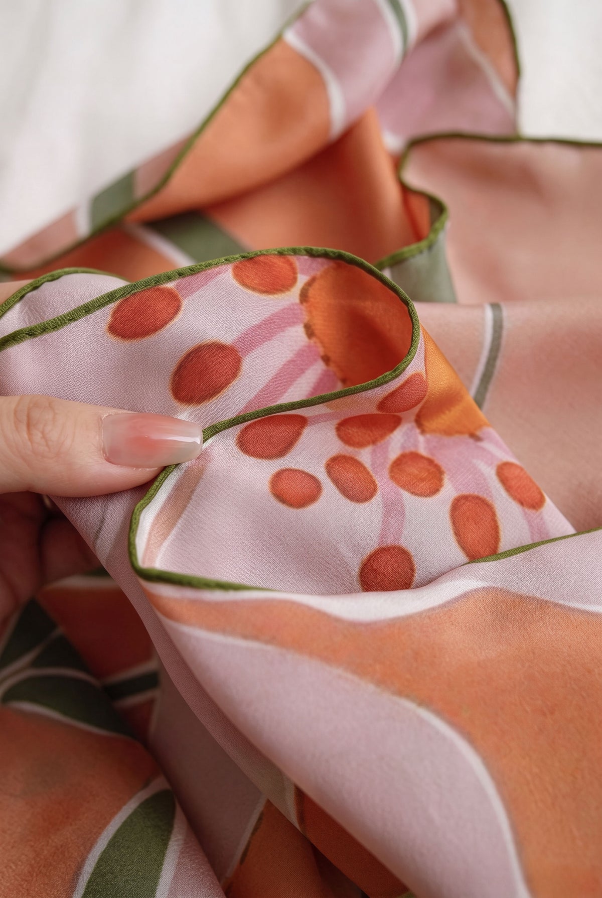 Gentle Grey Orange Silk Twill Scarf