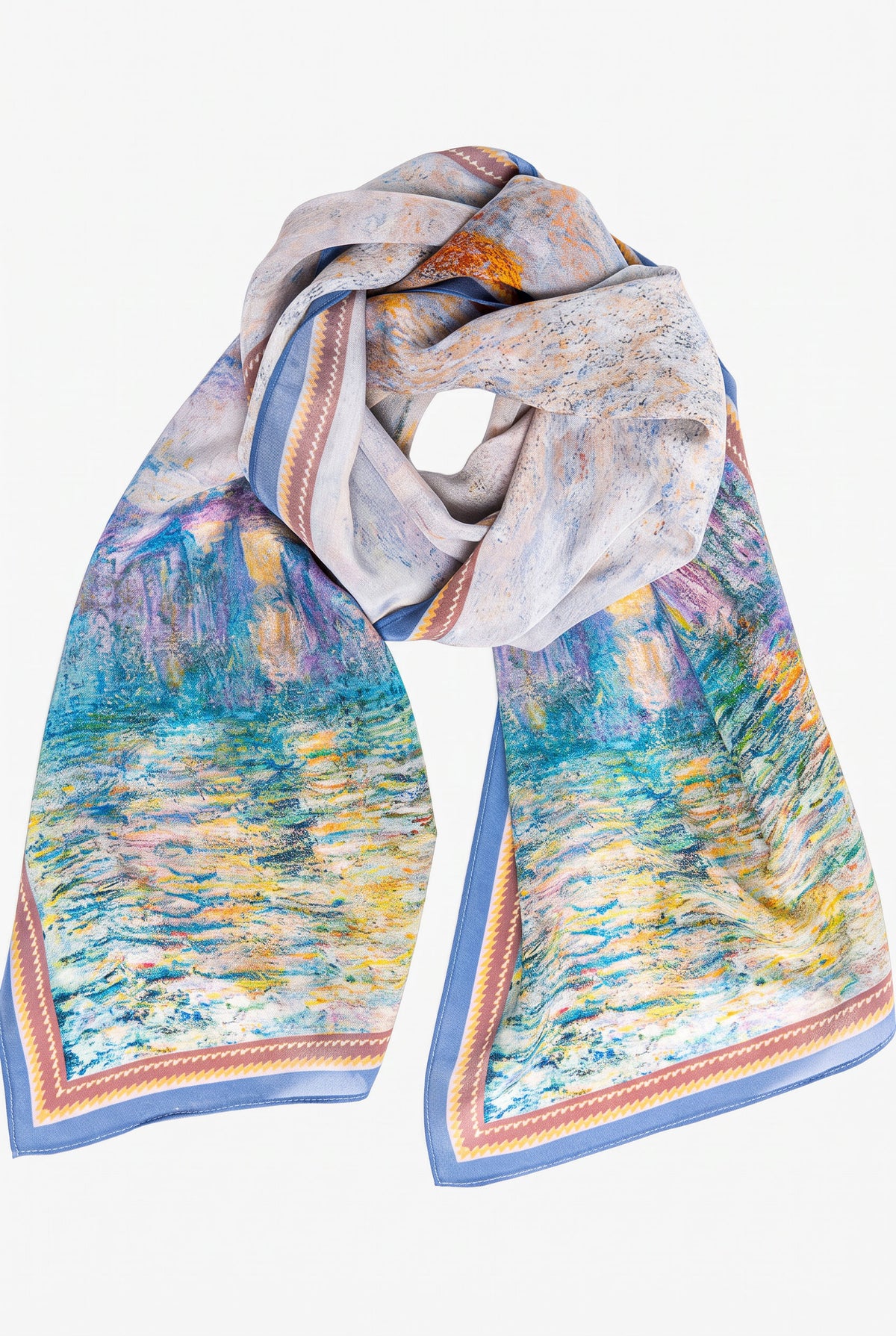Creamy Oil Painting Silk Twill Stole