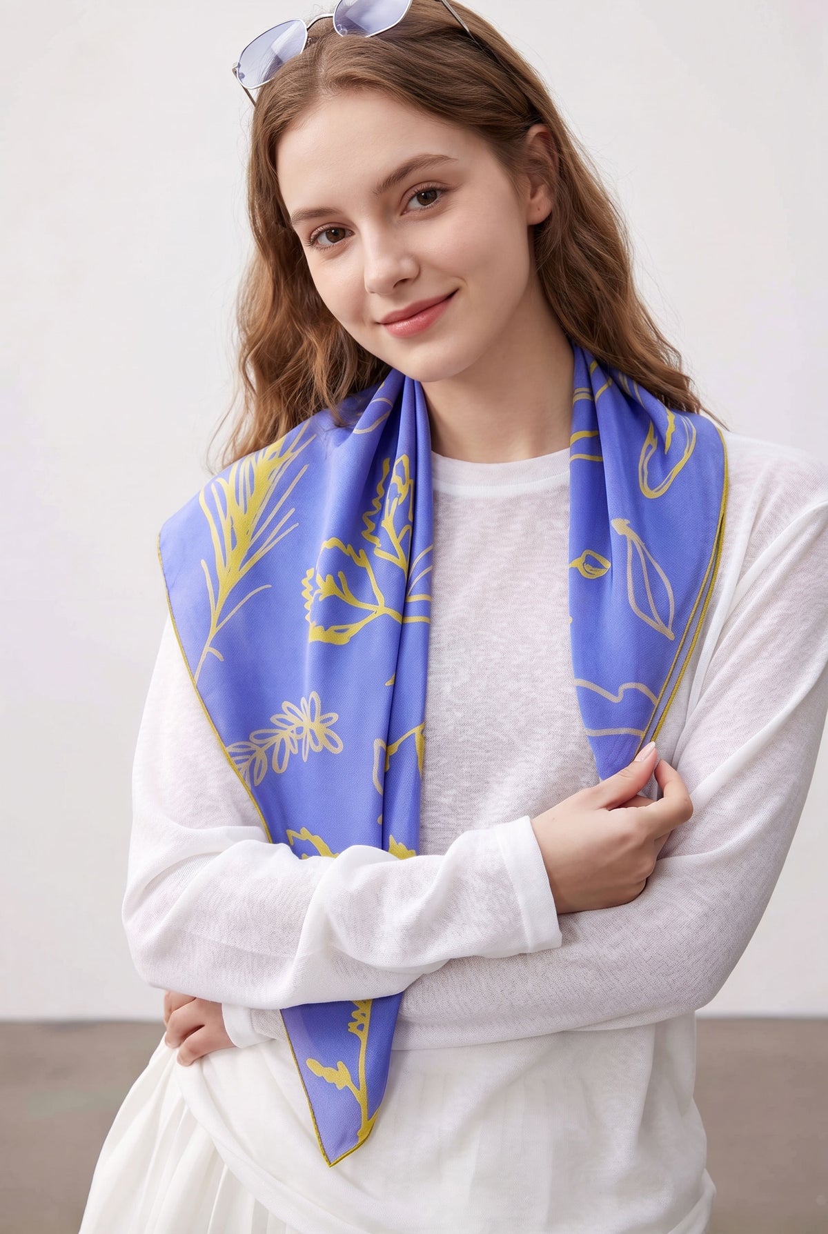 Enchanting Blue-Violet Silk Twill Scarf