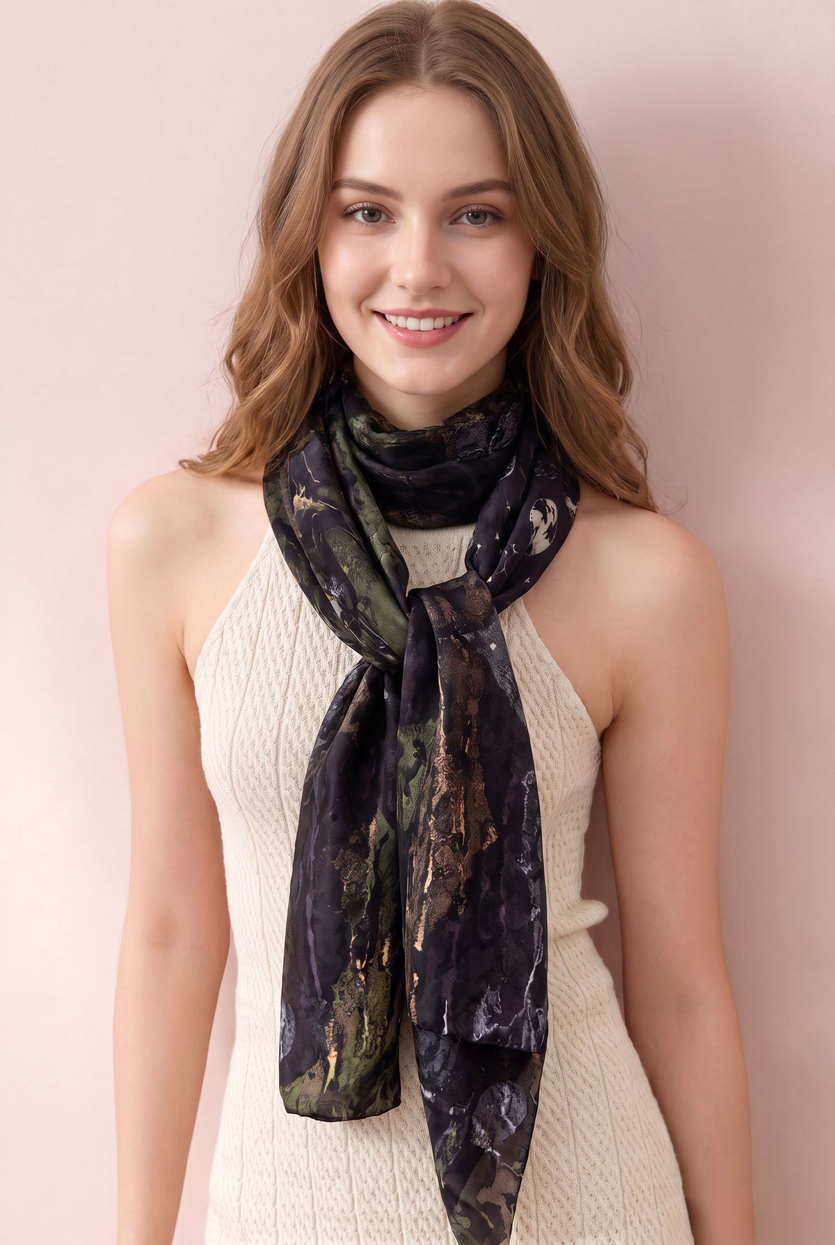 Ink Pond Crafted Gambiered Silk Twill Stole