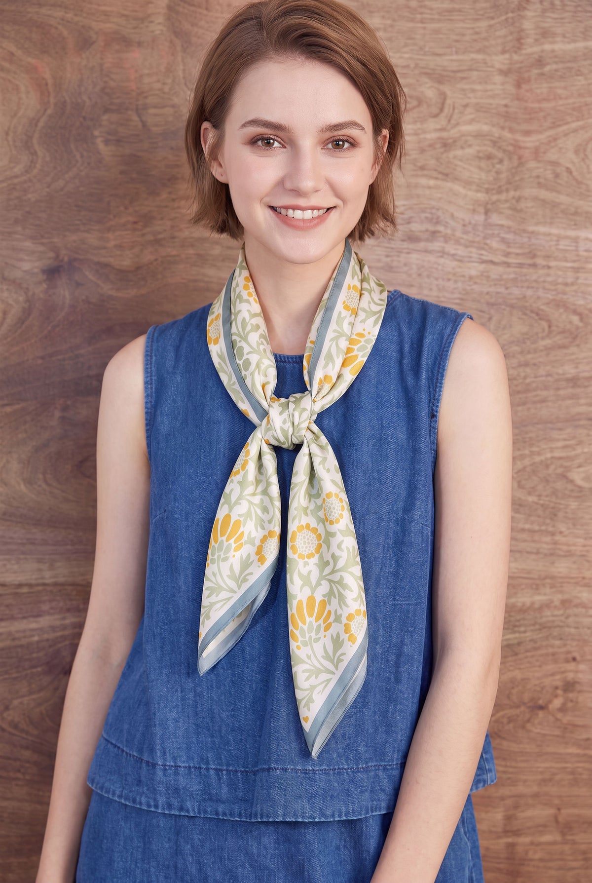 Alice Wonderland Green Silk Twill Stole