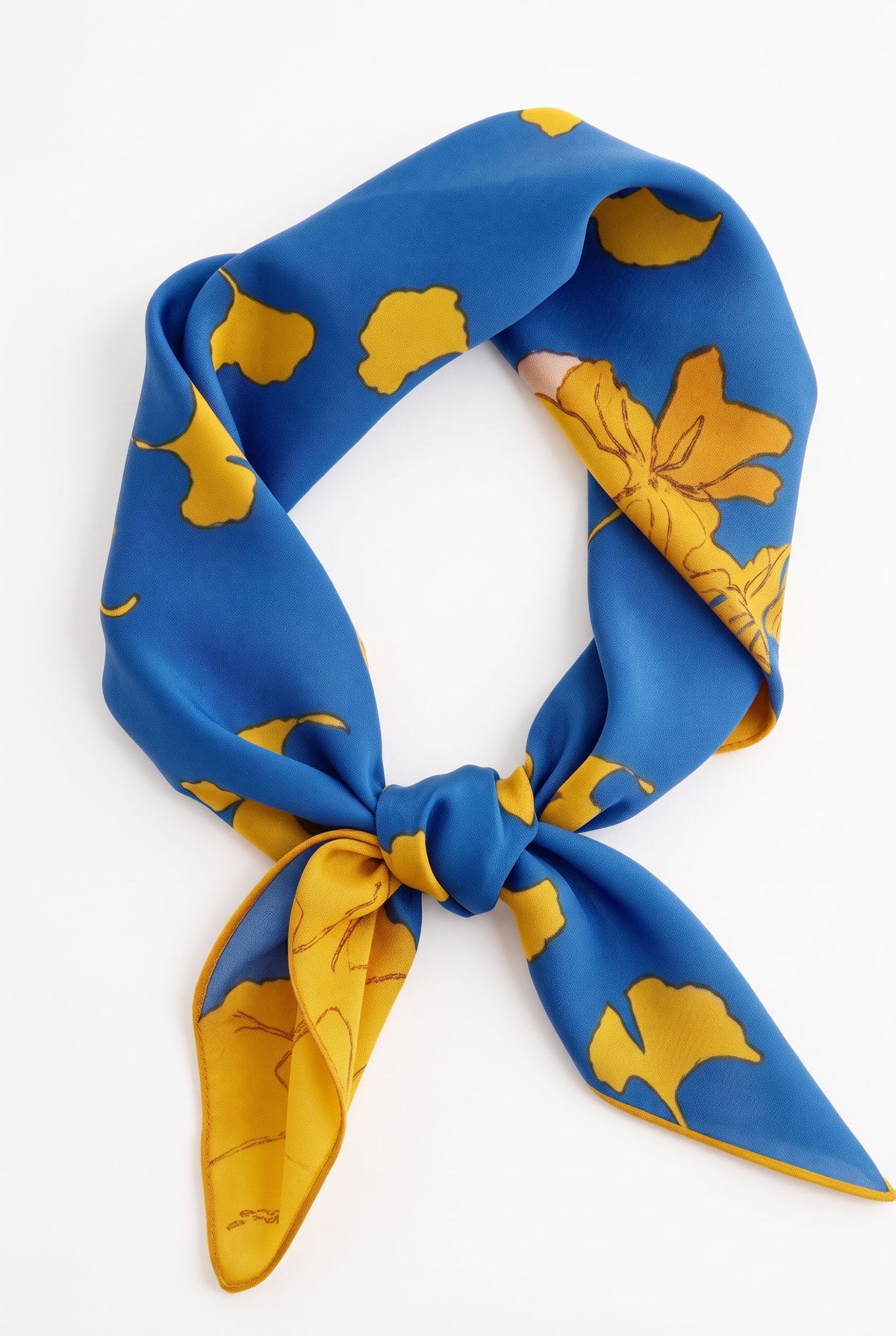 Golden Ginkgo Twill Silk Scarf