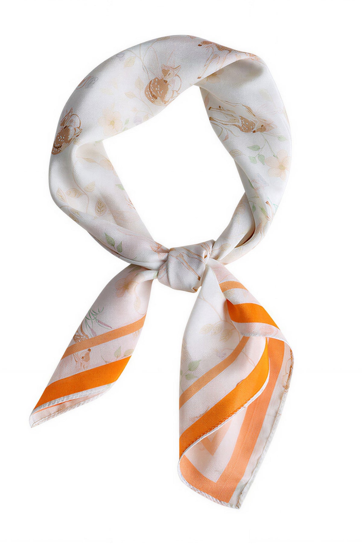 Deer Among Flowers Silk Twill Scarf